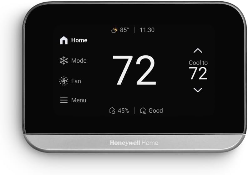 Honeywell Home X7S Smart Wi-Fi Programmable Thermostat, Black | Humidity Monitoring, 4.3″ Customizable Touchscreen Display, Sensor Feature, Energy Star, Works w/Alexa, Matter, Apple, Google