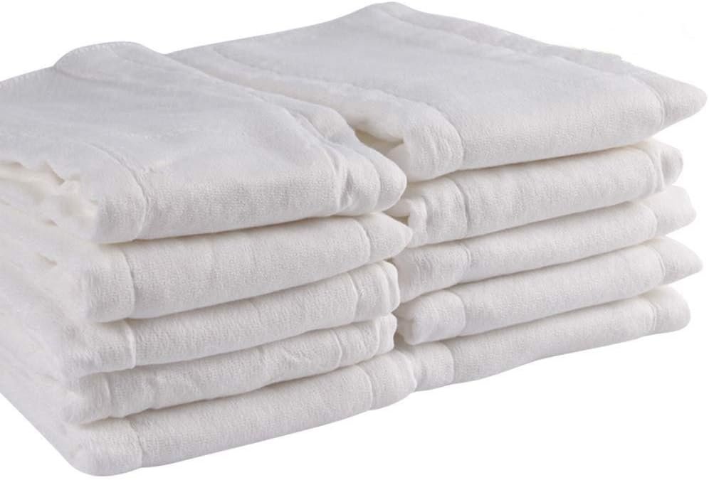 Fasoar 10 Pack Prefold Cloth Diapers, 3-Ply Cotton Baby Diaper Covers | Fits 10-35 Lbs, Newborn, Unisex, Multi-Use Baby Diapers, Washable and Reusable, Soft and Breathable, Skin Friendly