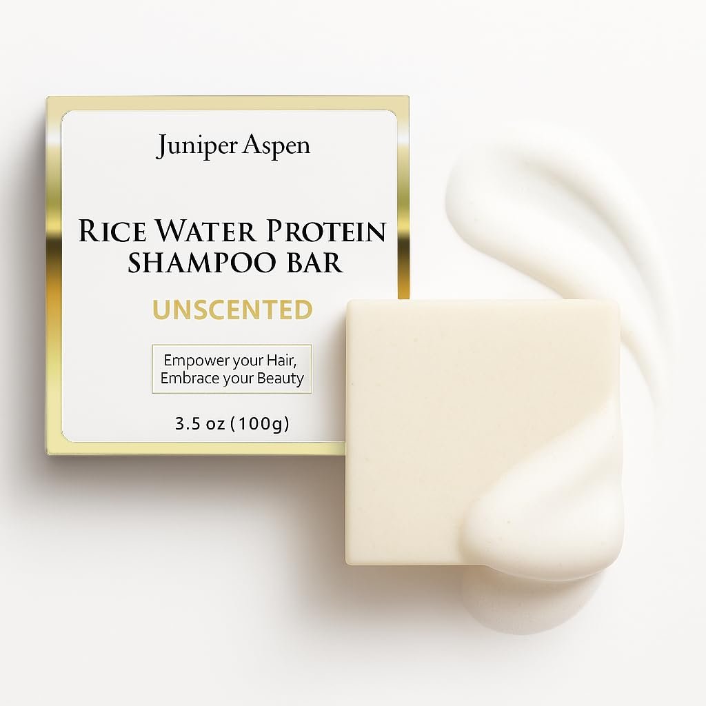 Rice Water Protein Shampoo Bar – Solid Shampoo for All Hair Types – Strengthening, Nourishing, Plastic-Reducing Hair Care – 3.5oz Bar – Women-Owned (Unscented)