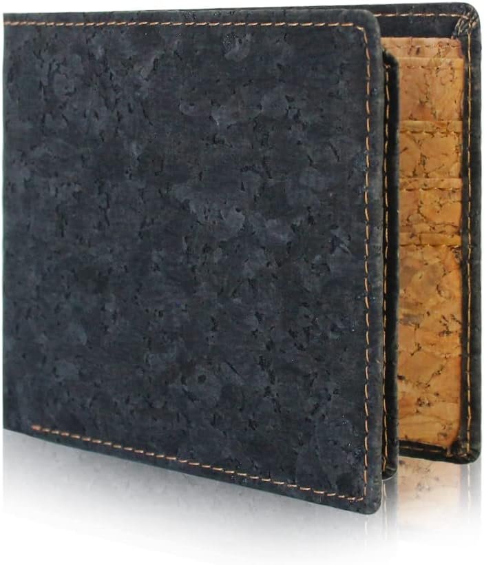 RFID Blocking Cork Wallet, Slim Bifold Vegan Credit Card Holder Coin Purse Eco Friendly Gift for Men and Women