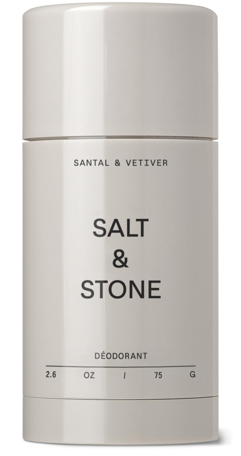 Salt & Stone Aluminum-Free Deodorant, Women & Men Santal & Vetiver 2.6 oz | Extra Strength 48 Hour Protection, Gender Neutral Scent, Made with Niacinamide, Spirulina, Magnesium & Antioxidants