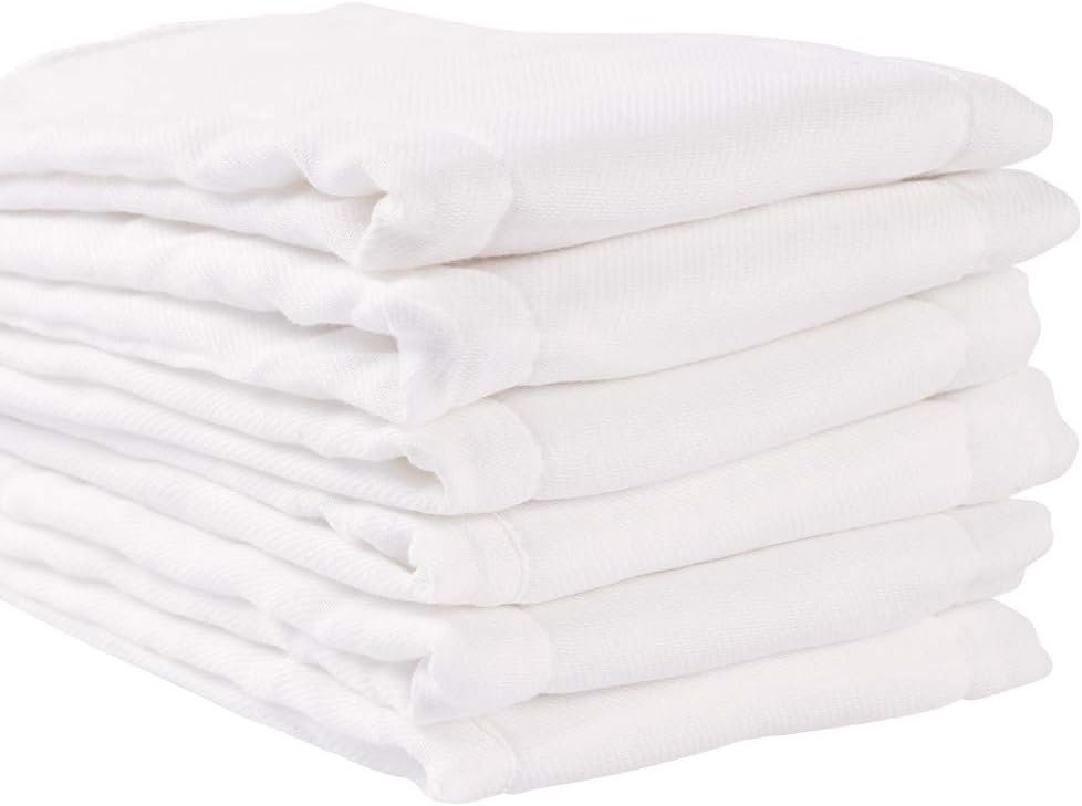 Fasoar Cotton Prefold Cloth Diapers – 100% Unbleached Premium Cotton, 6 Ply Baby Washable Diapers for Babies to Toddlers Multi-Use (10-35 lbs)(6ply 6 Count 01)