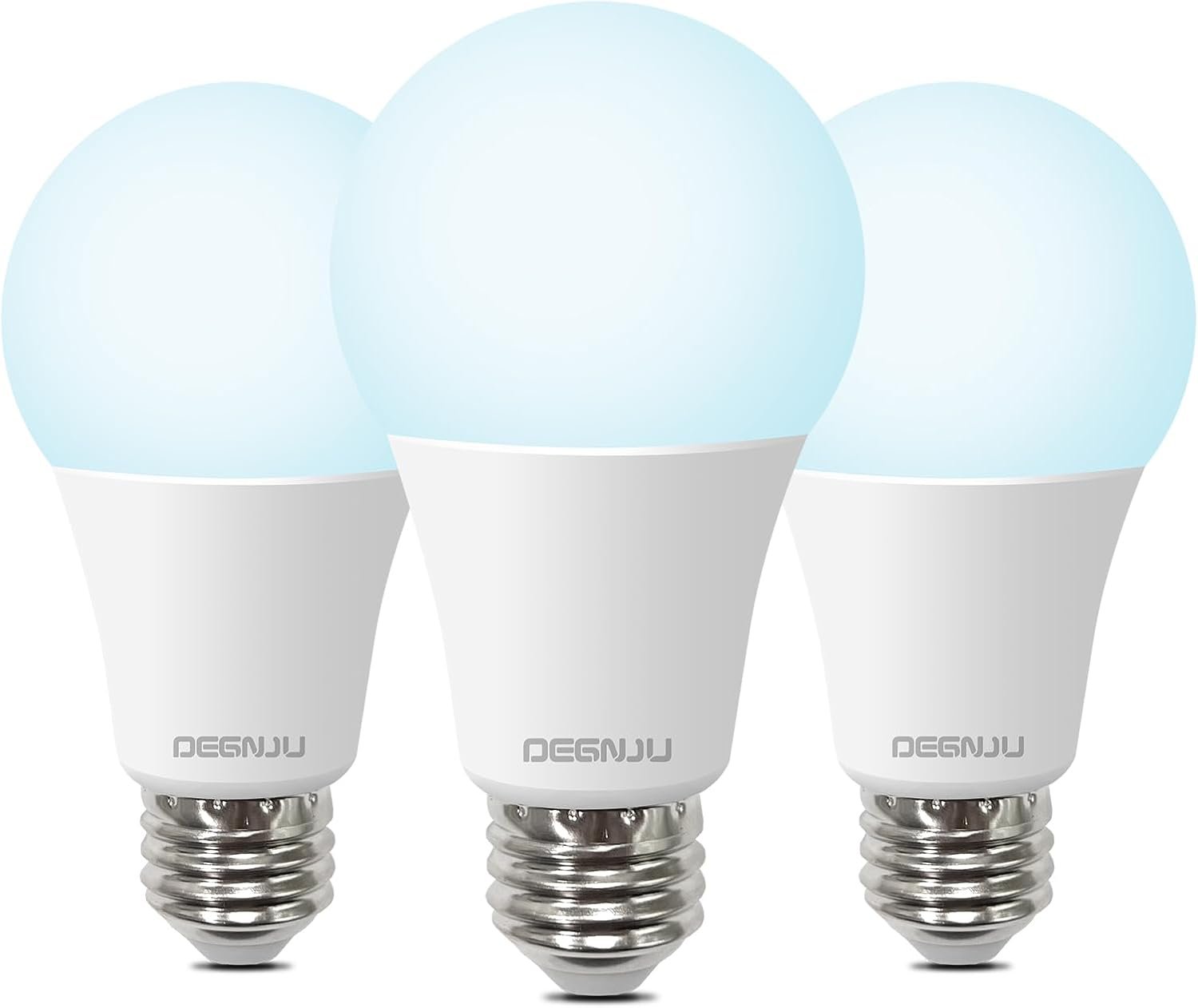 DEGNJU 100W Equivalent A19 5000K Daylight LED Light Bulbs, 1500 Lumens, E26 Base, Non-Dimmable, 13W Bright White for Bedroom Home Office, 3 Pack