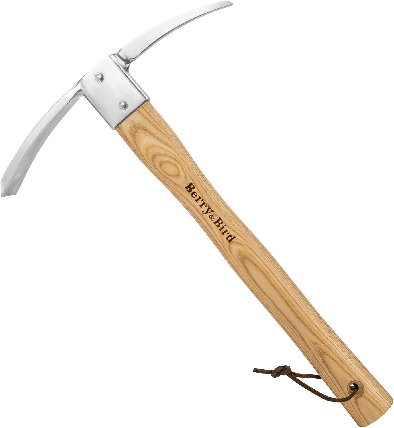 Berry&Bird Garden Mattock Pick Axe, 14.9″ Digging Tool with Wood Handle | Double-head mattock, sharp pick breaks hard compacted soil; adze blade for digging, trenching, weeding and root clearing.