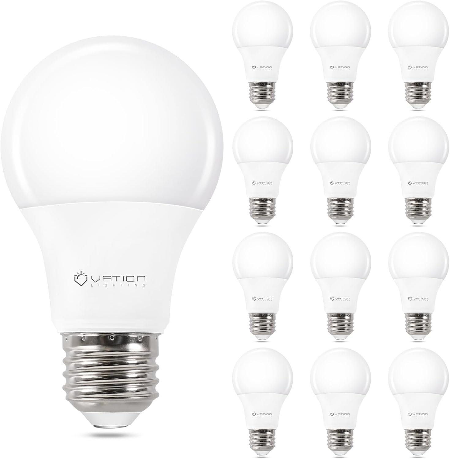 12 Pack A19 LED Light Bulbs, 40 Watt Light Bulbs Daylight 5000K, Non-Dim | Vation Lighting E26 Medium Base, Efficient 5W, 450 Lumens LED Bulbs, ETL/UL Listed, Energy Efficient for Bedroom Home Office