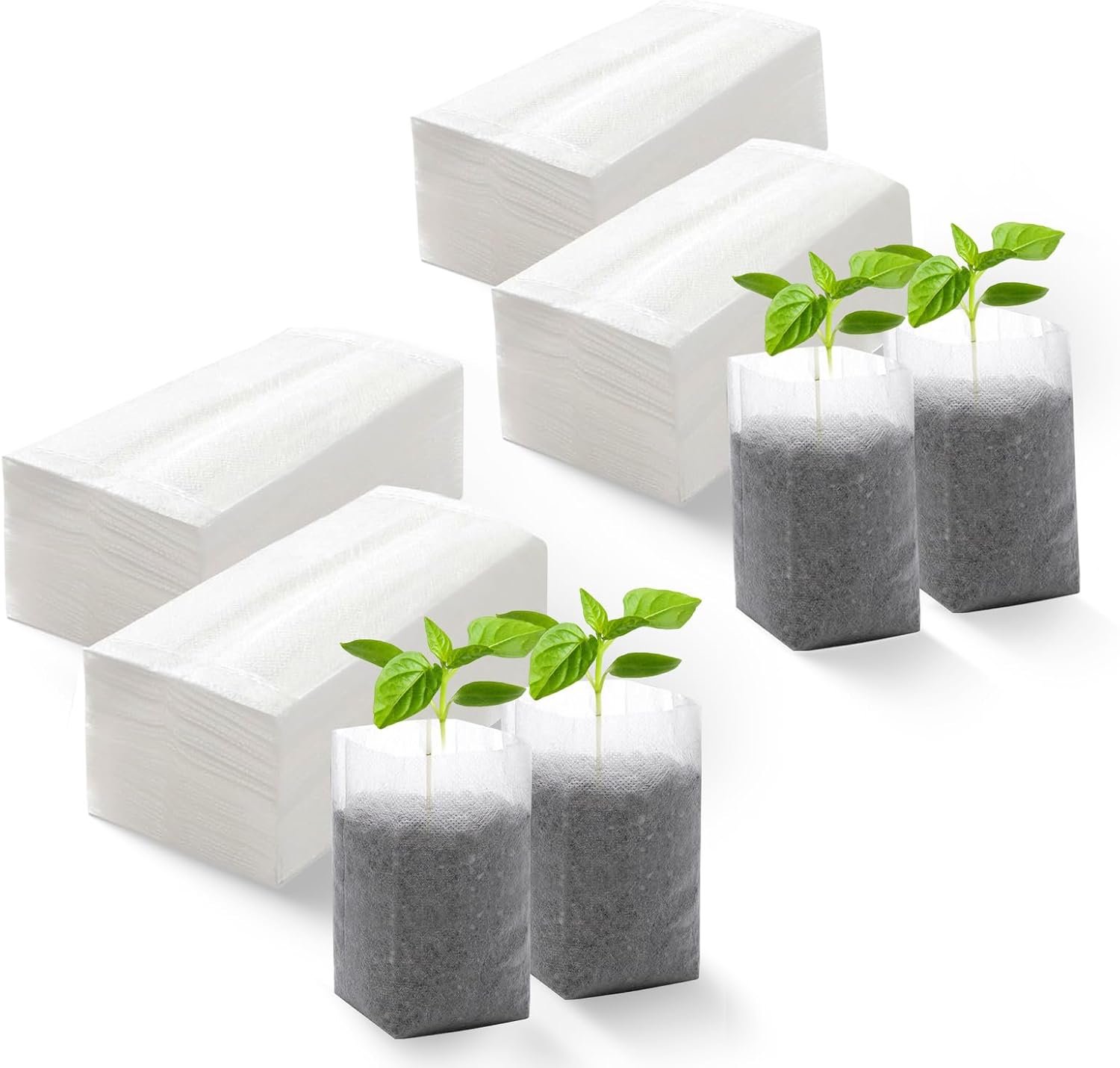 Plant Grow Bags 5.5″x6.3″200pcs Biodegradable Planting Bags Seed Starter Pots Non-Woven Seedling Nursery Pots Home Garden Supply for Vegetable Flower Fruit Tree