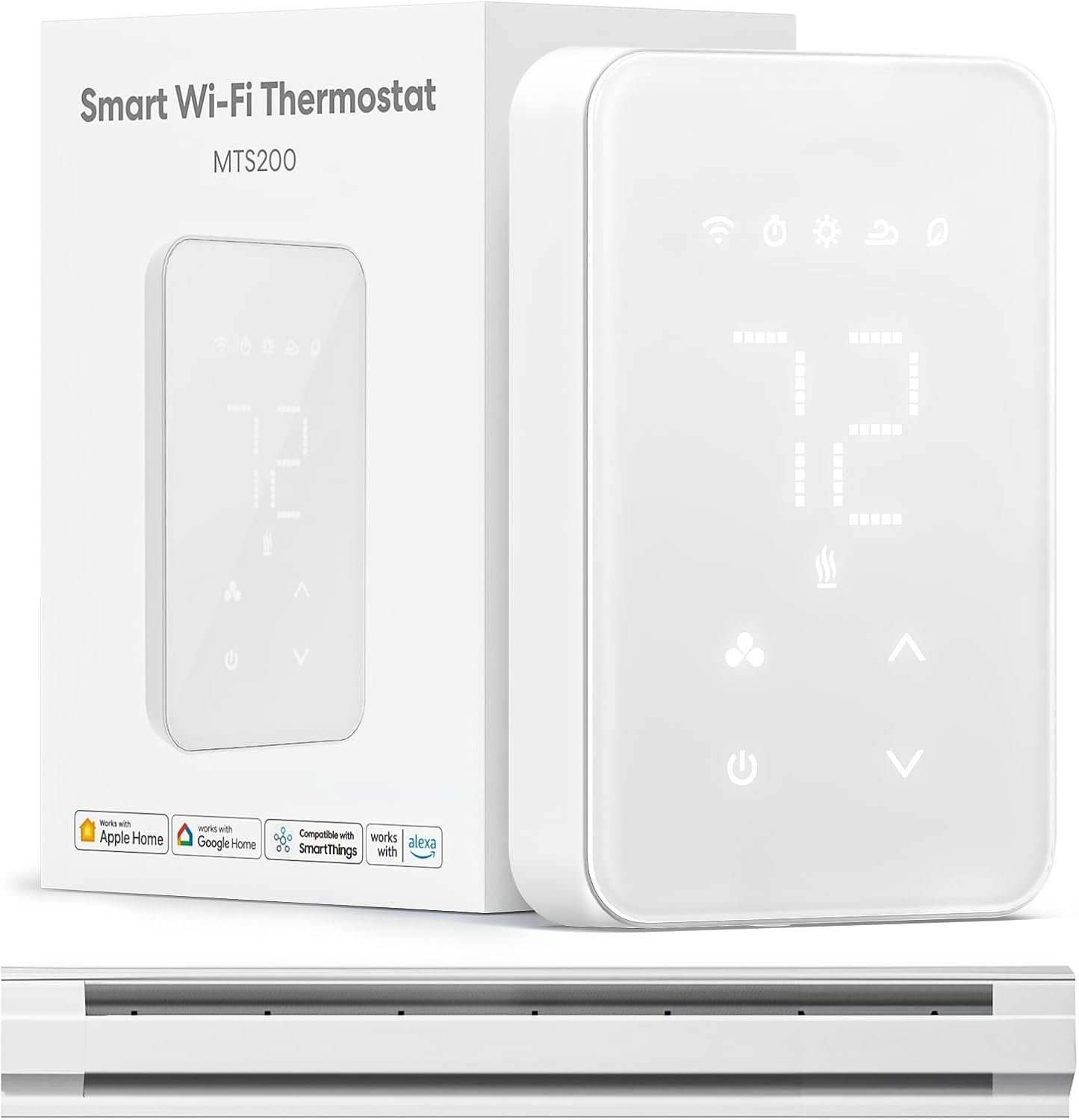 meross Smart Thermostat for Electric Baseboard and in-Wall Heaters Work with HomeKit, Alexa and Google Home, 120V-240V Wi-Fi Programmable Thermostat with Easy Install, Energy Saving, 4 Wires Needed