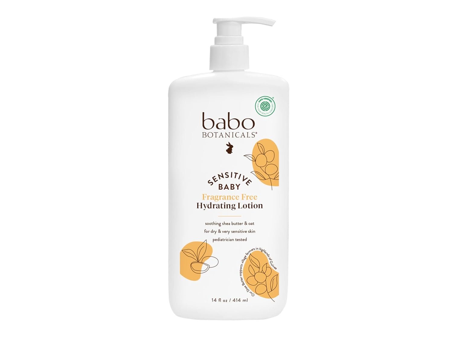 BABO Botanicals Sensitive Baby Fragrance-Free Daily Hydrating Baby Lotion – Shea Butter & Jojoba Oil – for Body & face – for Babies, Kids & Adults with Sensitive Skin – EWG Verified – Vegan