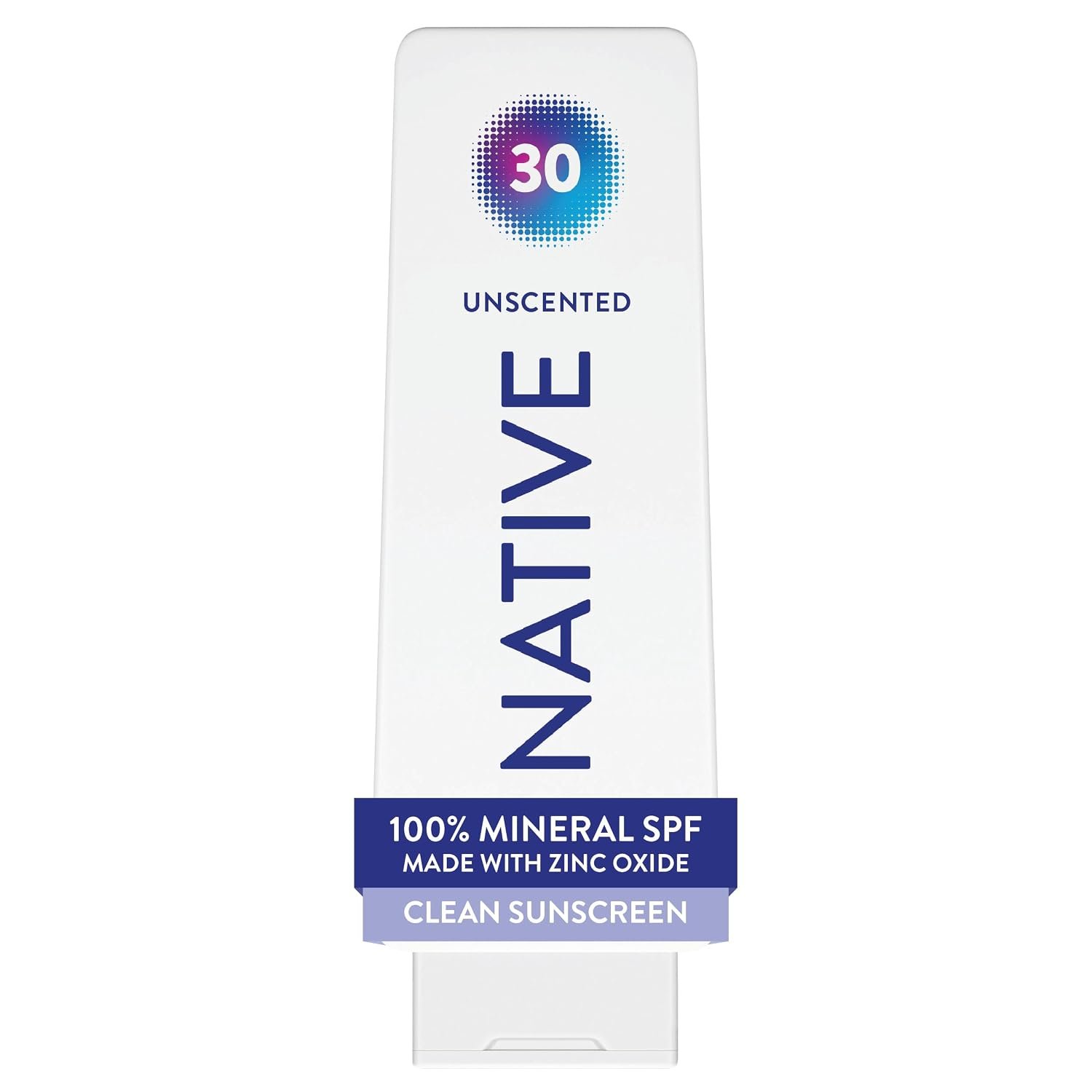 Native Mineral Sunscreen Lotion SPF 30, Unscented, with 100% Mineral Zinc Oxide for Face & Body, Hawaii Compliant, Vegan, No White Cast – 7 oz