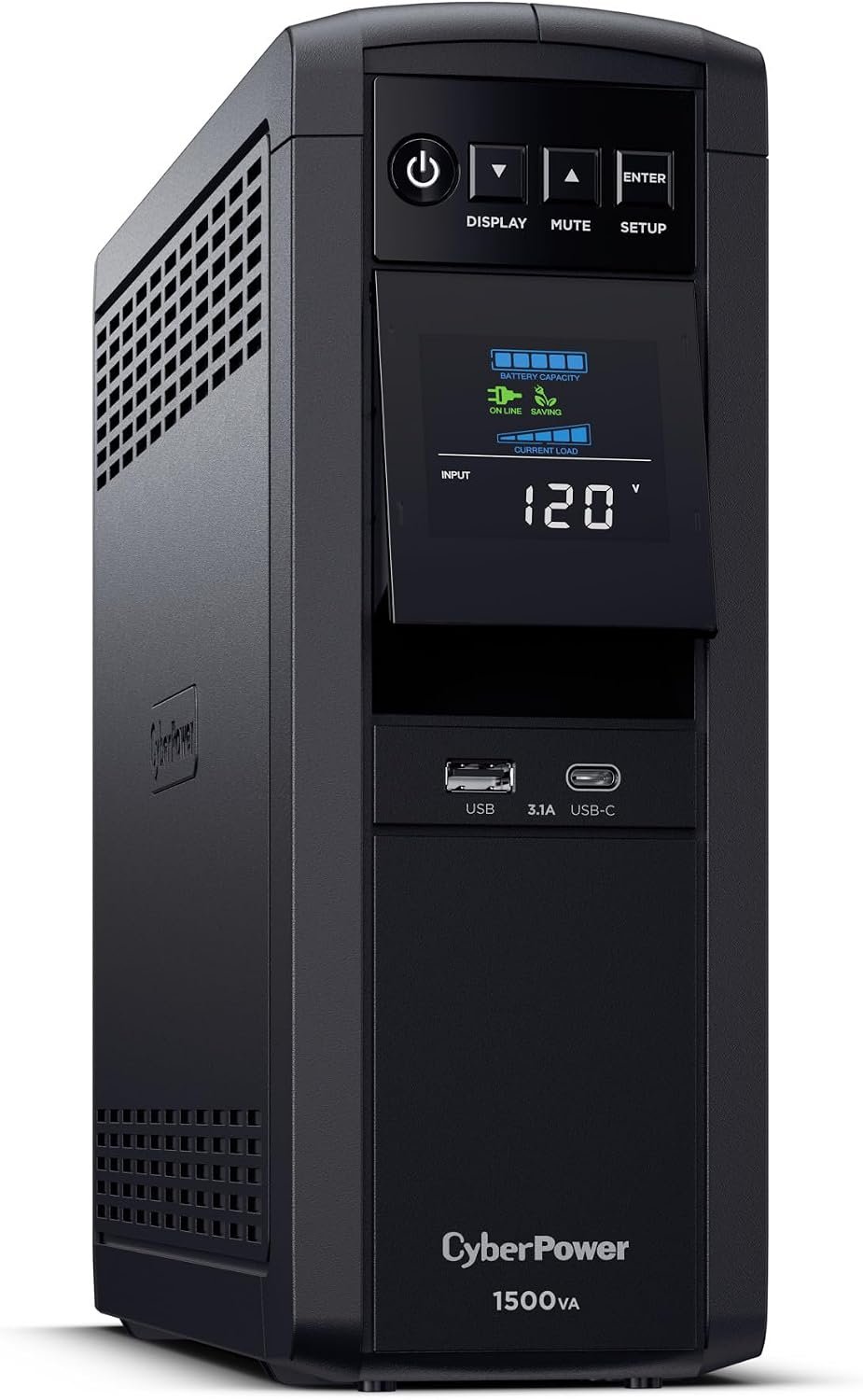 CyberPower CP1500PFCLCD PFC Sinewave UPS Battery Backup and Surge Protector, 1500VA/1000W, 12 Outlets, AVR, Mini Tower, UL Certified | Backup, Surge Protector, 1500VA/1000W, 12 Outlets, AVR