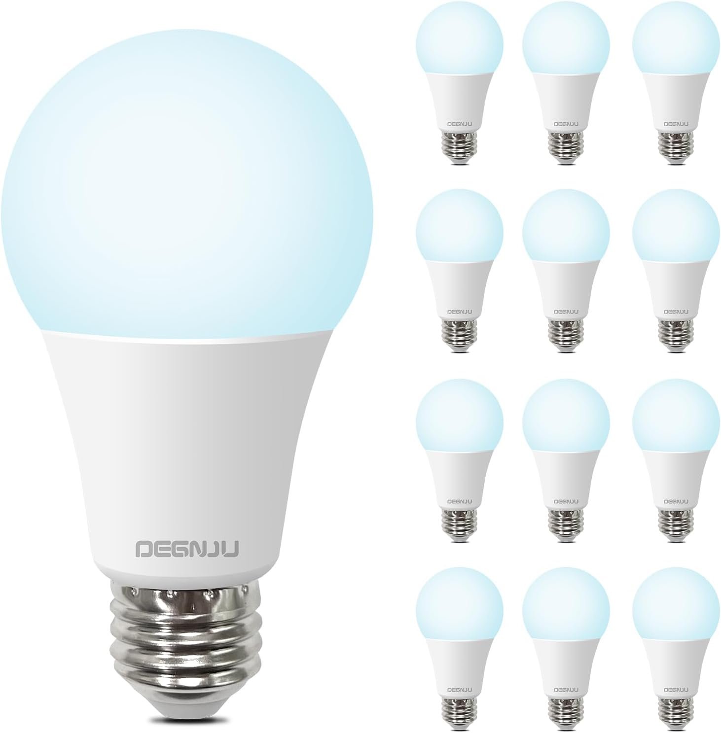 DEGNJU LED Light Bulbs, 100 Watt Equivalent LED Bulbs A19, 5000K Daylight Light Bulb, 1500 Lumens, E26 Standard Base, Non-Dimmable, 13W Bright White LED Bulbs for Bedroom Home Office, 12 Pack