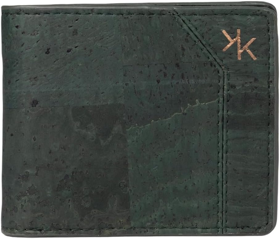 Cork Wallet For Men – RFID Blocking Cork Bifold Flap Wallet – Eco Friendly Vegan Cruelty Free & Non Leather – Premium stitching & Minimalist Design Credit Card & Debit Holder – (Forest Green)