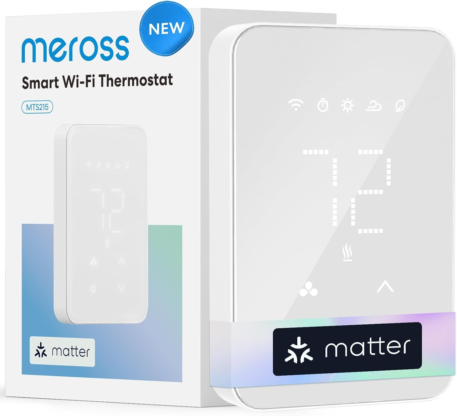 meross Matter Smart Thermostat for Electric Baseboard Heater | Works with Alexa, HomeKit, Google, SmartThings, Programmable WiFi Thermostat, App & Voice Control