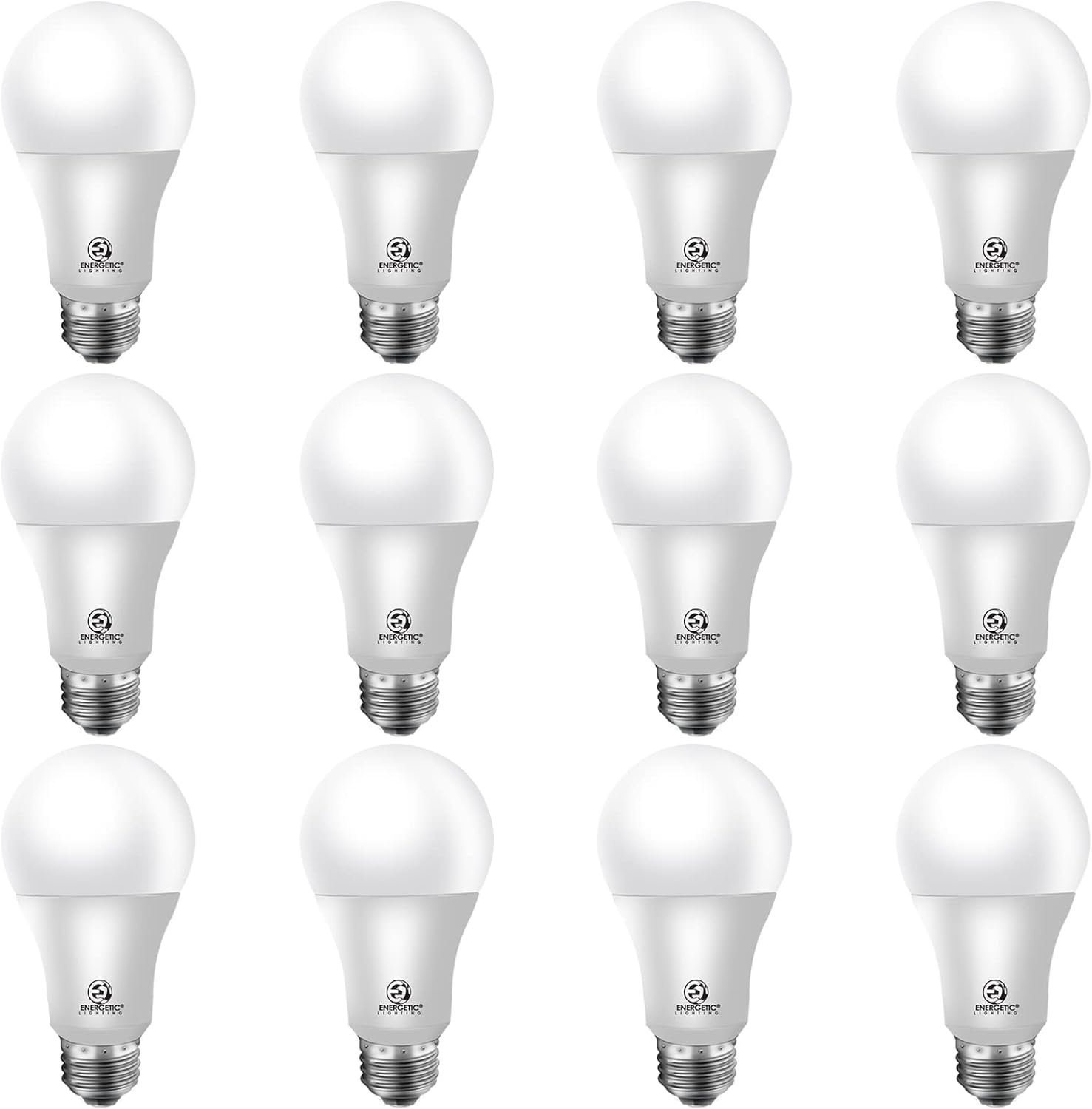 Energetic A19 Light Bulbs 75 Watt Equivalent, 1100-1200LM Super Brightness, Daylight 5000K, E26 Standard Base, Non-Dimmable 10W A19 LED Light Bulb, UL Listed, 12 Pack
