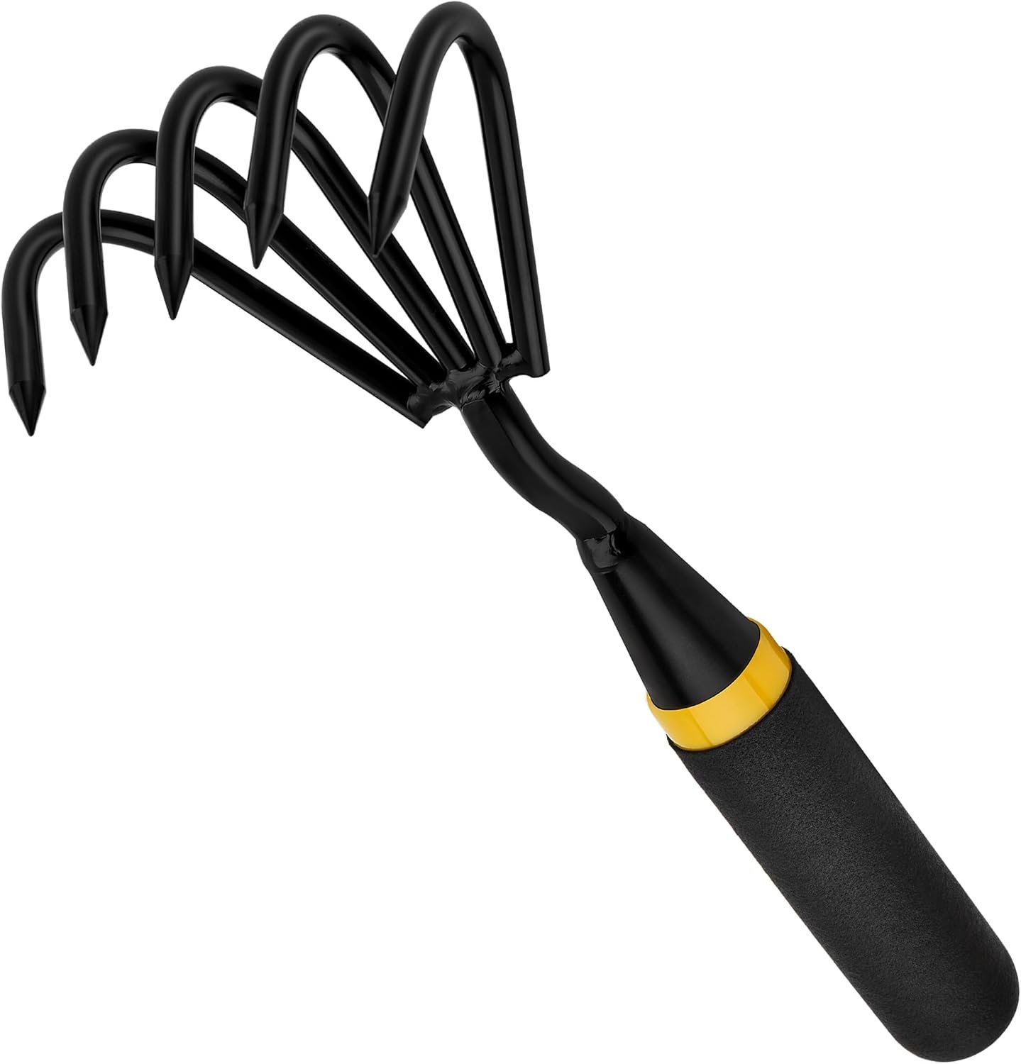 Kemaier Hand Rake and Weeder Cultivator – 5-Claw Heavy Duty Stainless Steel Garden Tool for Small Gardens, Soil Loosening and Weeding – Ergonomic Handle, Durable Hand Tools for Easy Gardening