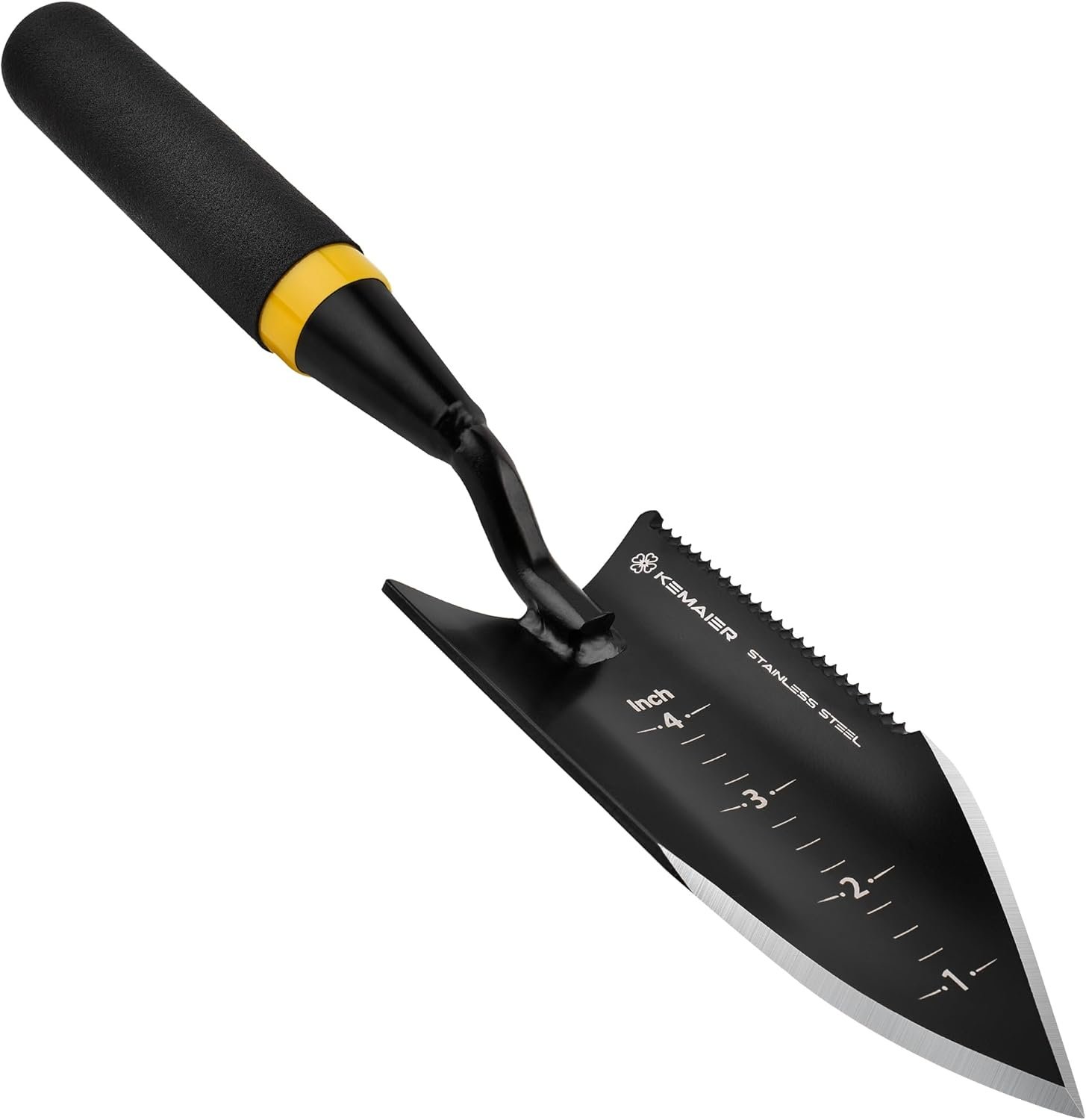 Kemaier Heavy Duty Gardening Hand Trowel – Stainless Steel Tool | Sharp Weeding, Serrated Cutting, Measured Planting, The Shovel Pros Actually Rely On