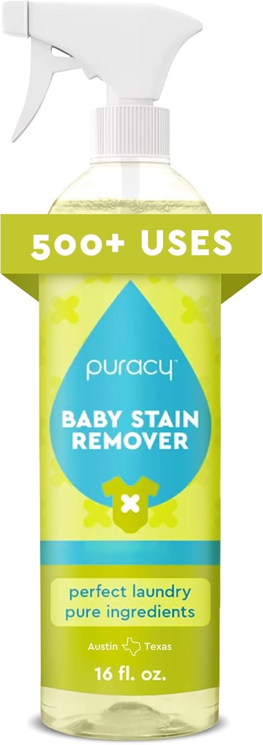 Puracy Stain Remover, Travel and Laundry Stain Cleaner for Clothes, Baby Essentials, Kids Stains, Oil and Fabric Spot Cleaner (Baby Stain Remover Spray, 16 fl oz)