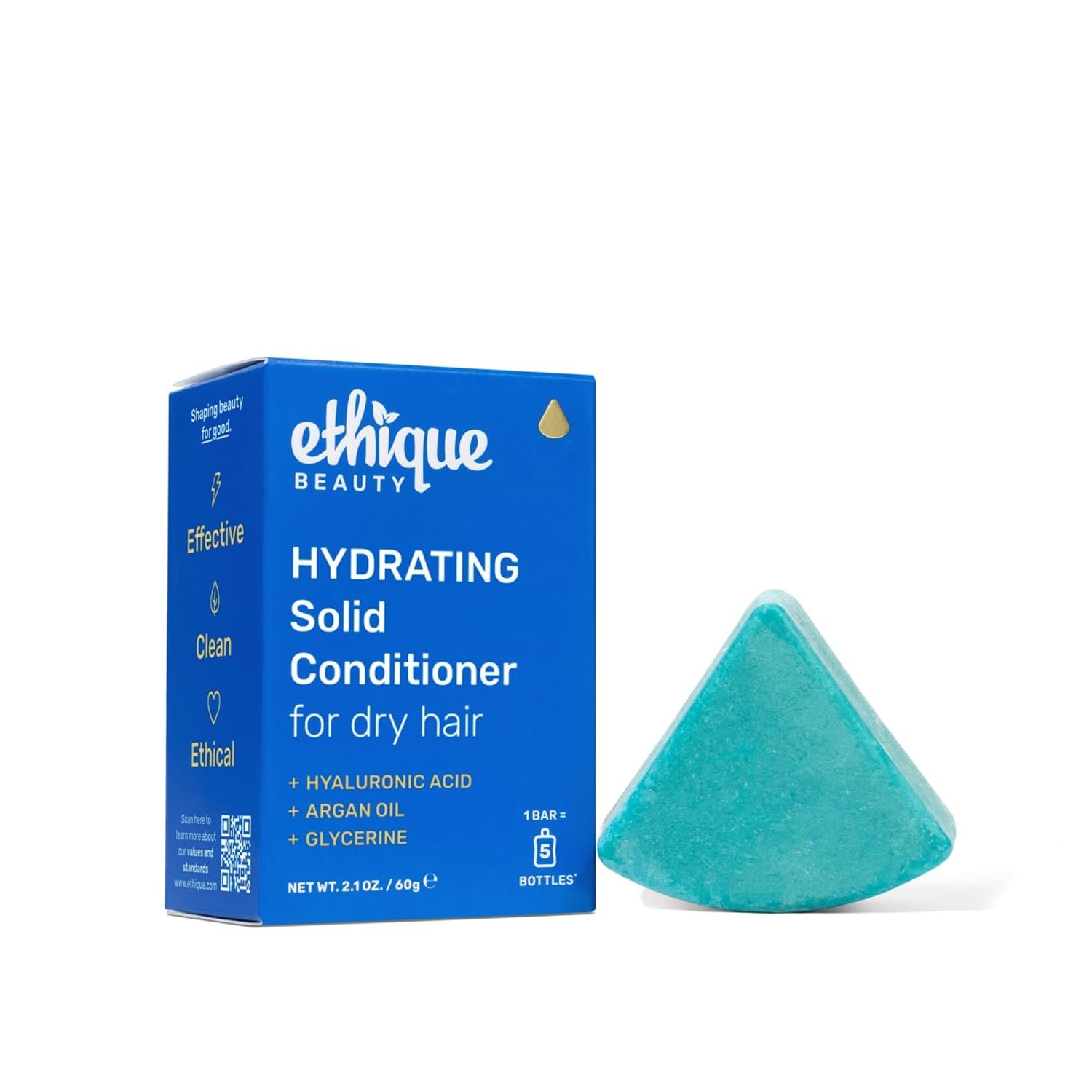 Ethique Hydrating Conditioner Bar with Hyluronic Acid, 2.12 oz | For dry hair, plastic-free, cruelty-free, vegan