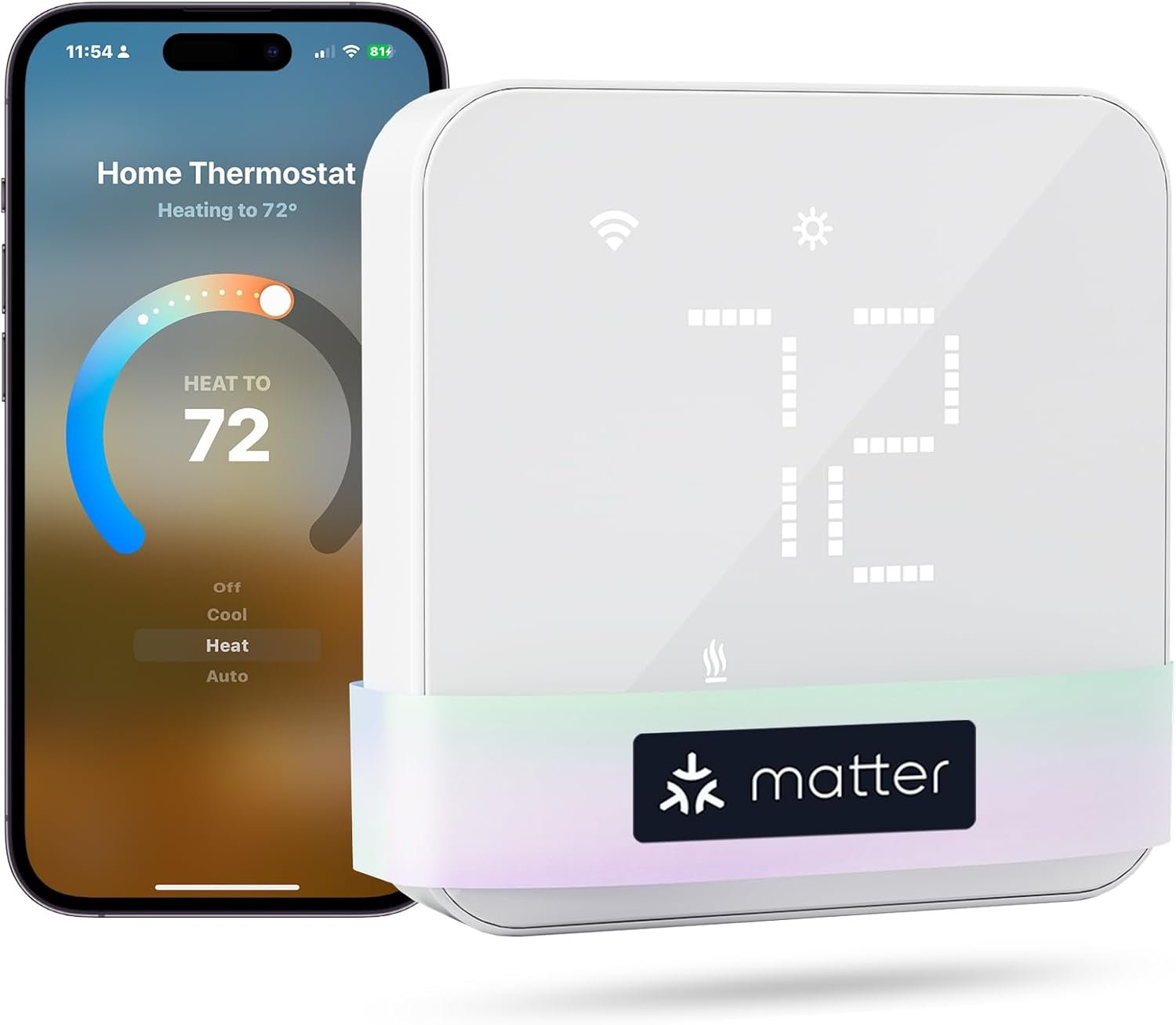 meross Matter Smart Thermostat for Home, Programmble WiFi Thermostat | Works with Alexa, Apple Home, Google Assistant, App & Voice Control, Energy Saving, for HVAC Systems, C-Wire Required