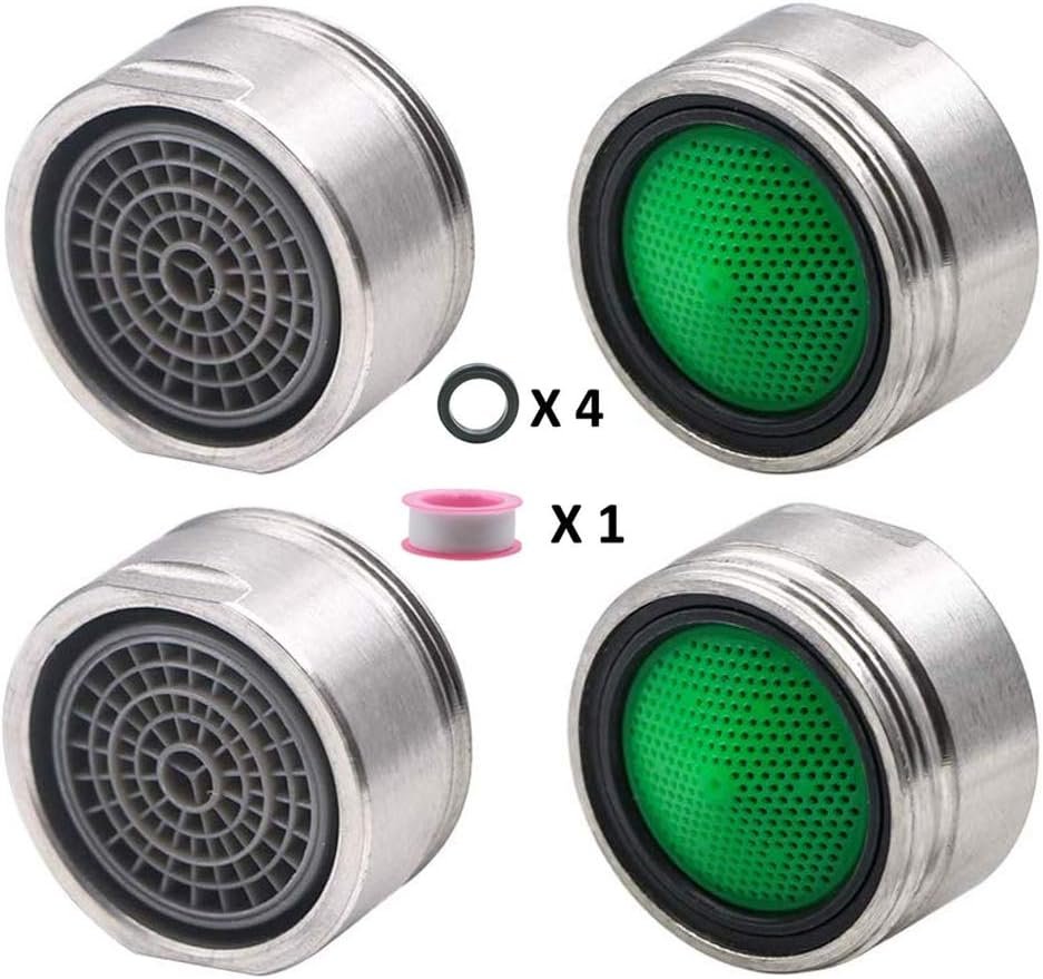 1.5 GPM Faucet Aerator, (24mm)15/16-Inch Male Threads Faucet Bubbler Sink Aerator/Laminar Bubble Water Saving Faucet Aerator with Gasket – Brushed Nickel (4 Pack)