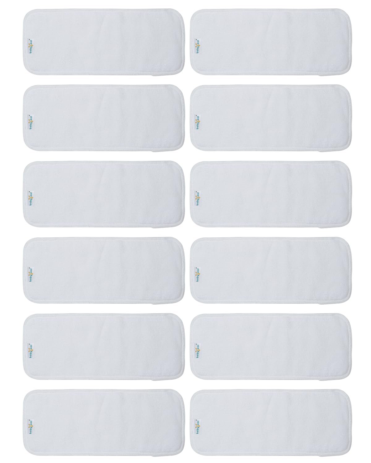 Babygoal Reusable Cloth Diaper Inserts Pack of 12, Absorbent & Breathable Liners, 3-Layer Microfiber Inserts for Cloth Diapers