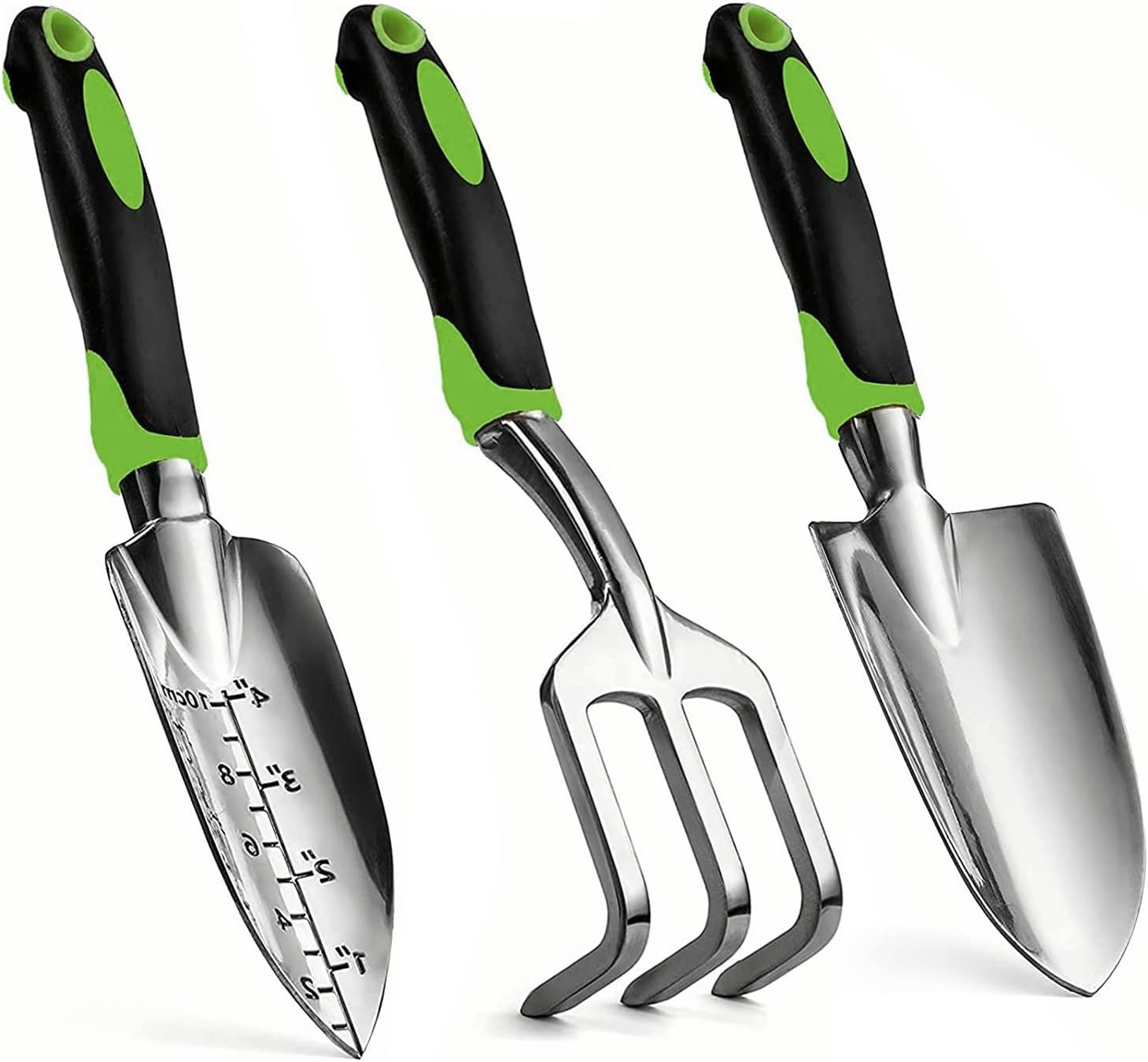 Gardening Hand Tool Set 3 Pack – MDSXO Heavy Duty Gardening Kit with Non-Slip Soft Ergonomic Handle, Great Garden Gift for Women Men[Stainless Steel]
