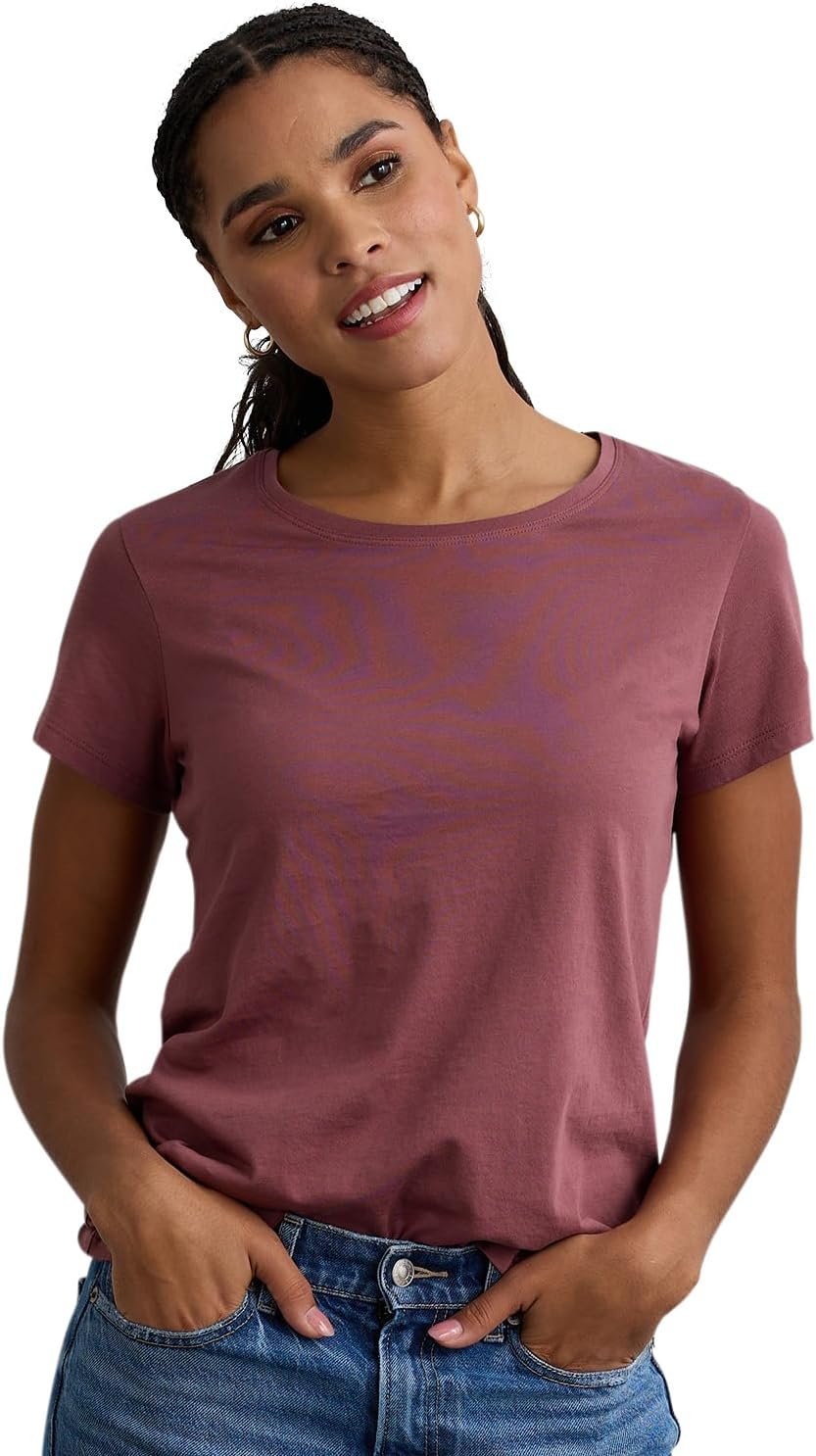 Fair Indigo Women’s 100% Organic Pima Cotton Short Sleeve Relaxed Crew Neck T-Shirt