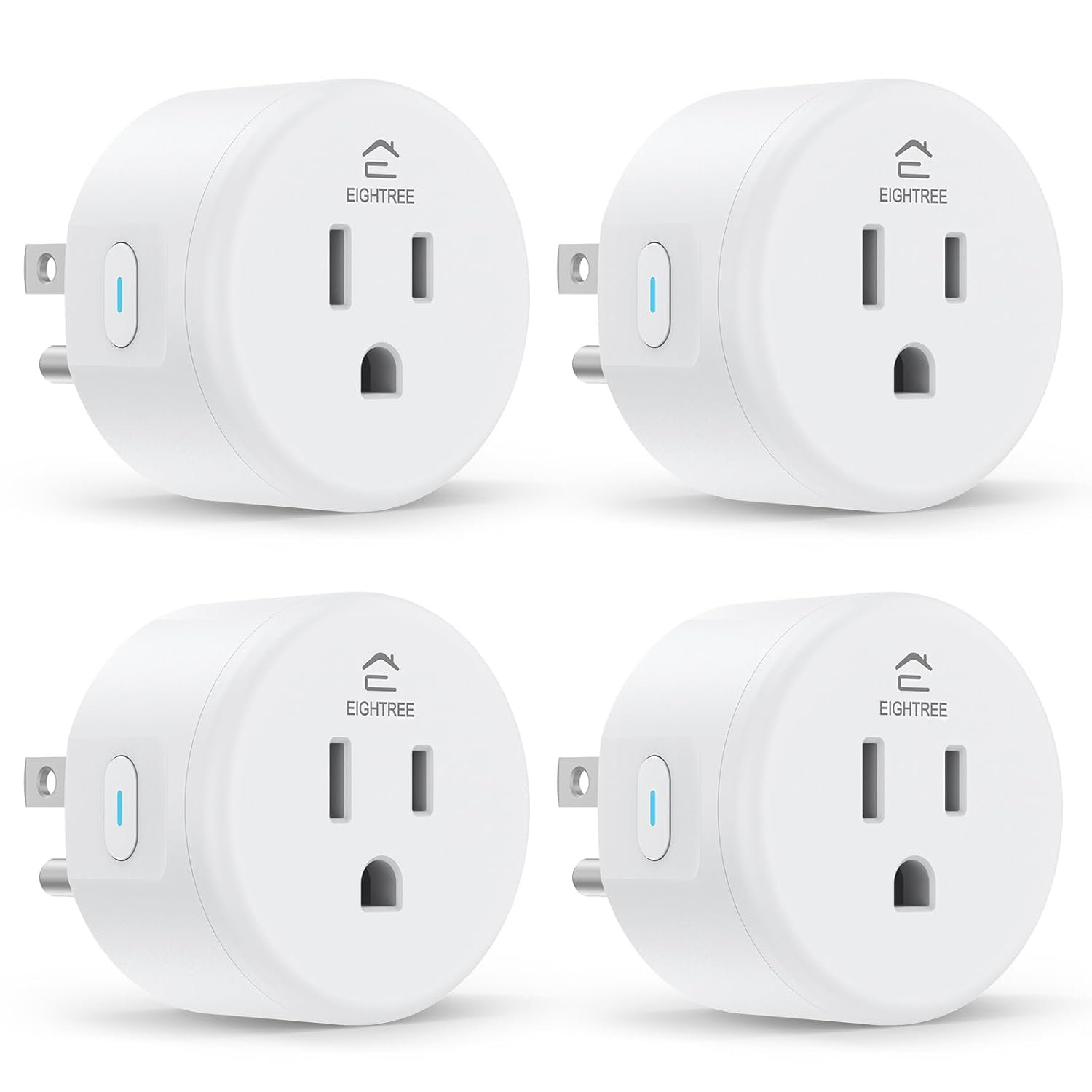 EIGHTREE Smart Plug WiFi Outlet Works with Alexa & Google Home, 15A, 4-Pack | Smart Home Socket with Remote Control & Timer Function, WiFi Plug for household appliances, No Hub Required, 2.4GHz WiFi Only