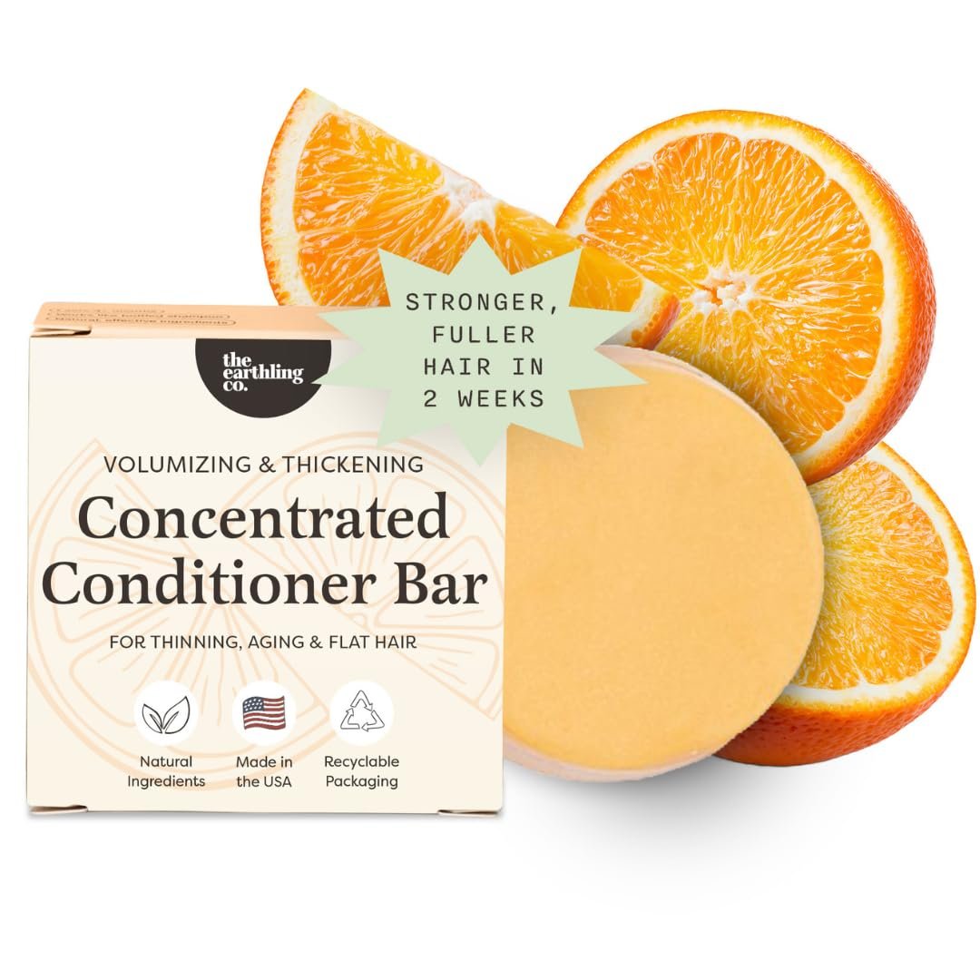 The Earthling Co. Volumizing Conditioner Bar For Thickening, Fullness, Strength, and Hair Growth – Sulfate, Silicone, Paraben Free for Thinning, Flat, Fine Hair – Made in USA (Citrus Sun, 1.8oz)