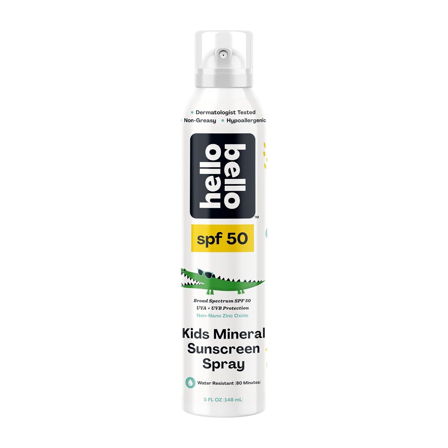 Hello Bello SPF 50 Kids Mineral Sunscreen Spray, Hypoallergenic Broad Spectrum UVA and UVB Protection, Reef Friendly and Water Resistant, 5 oz
