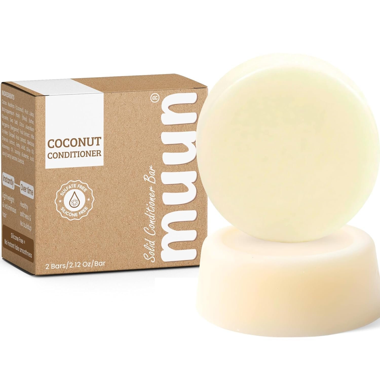Coconut Conditioner Bar Pack 2 Rich Nourishing for Damaged Oily Hair