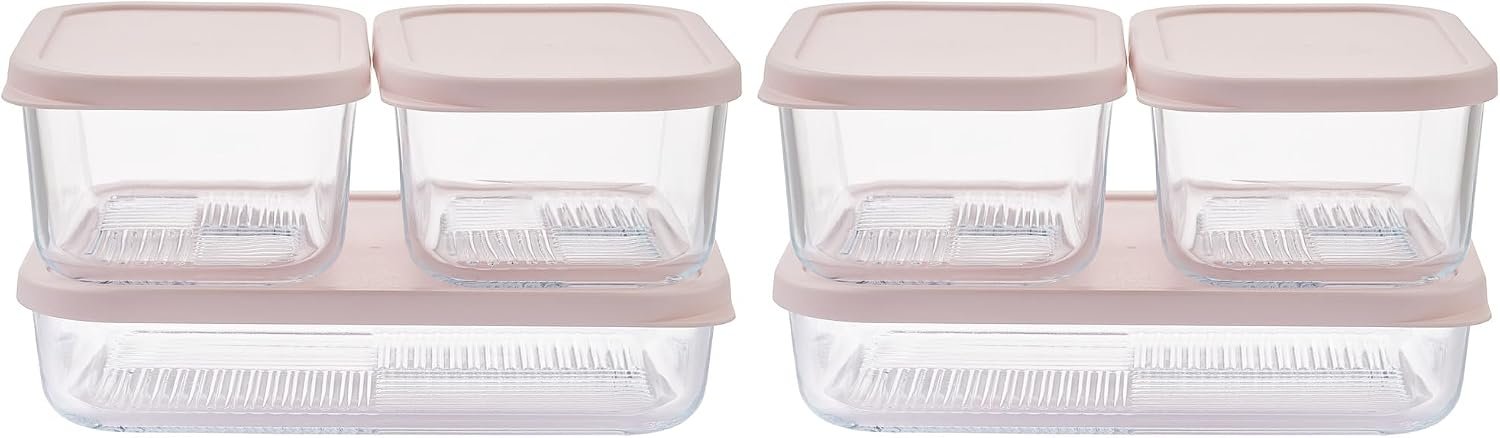 Glass Food Storage Containers with Lids — 12 Piece — 26.5 oz & 40.57 oz Glass with BPA-Free Leakproof Stackable Lids — Microwave, Oven & Dishwasher Safe — Ideal for Meal Prep & More – Berry Blush