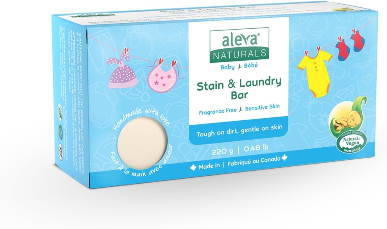 Stain Remover and Laundry Bar | Removes Stains from Clothing and Fabrics | Hand Wash Delicates | Targets Spit-Up, Food Mush and Soiled Clothing | Natural and Organic Ingredients | (220 grams)