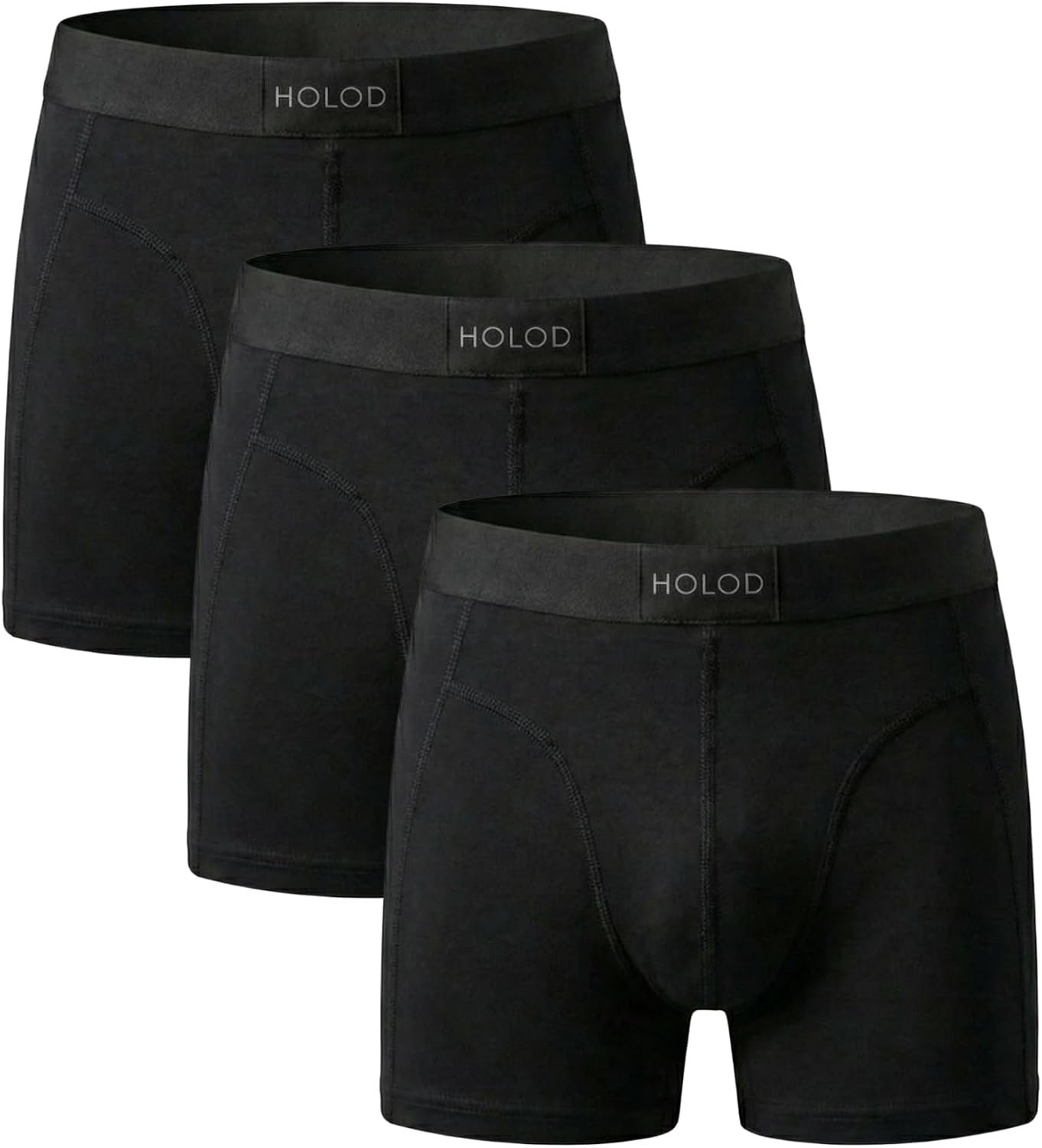 HOLOD Men’s Boxer Briefs 3-Pack – Organic Cotton Underwear, Soft Breathable Stretch, No Ride Up, Tag-Free Comfort Fit