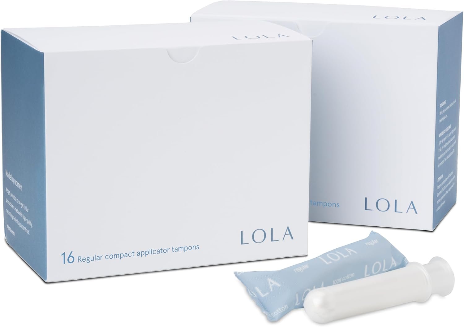 LOLA Organic Tampons, Regular Absorbency, 32 Count | Bulk Tampons for Women, BPA-Free Plastic Applicator, Hypoallergenic, Toxin-Free