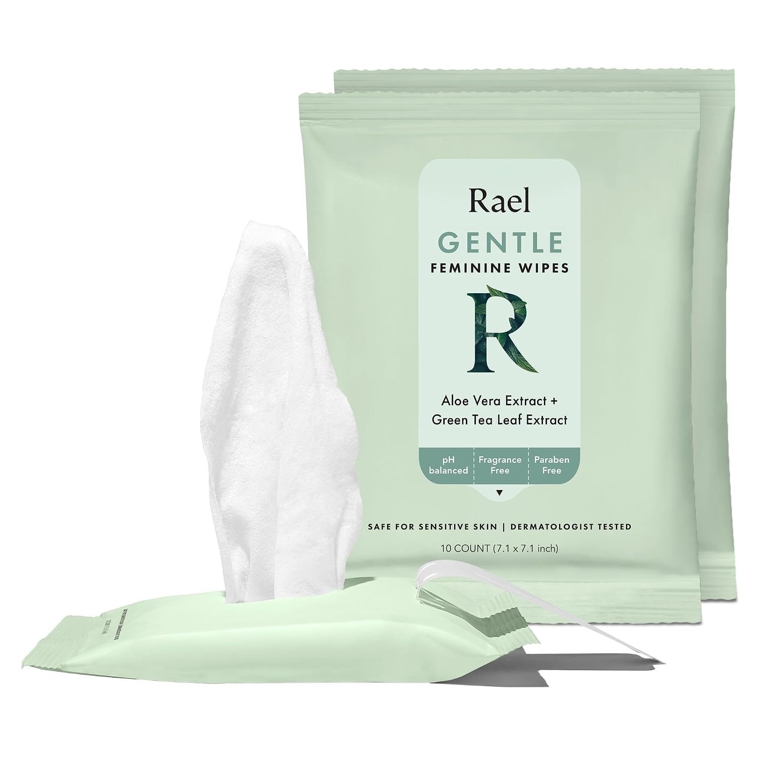 Rael Gentle Feminine Wipes, Intimate Care with pH Level, Flushable (30 Ct) | Aloe Vera, Camellia Sinensis Leaf & Pomegranate Fruit Extract, Daily pH Balanced Care for Women, Travel Size