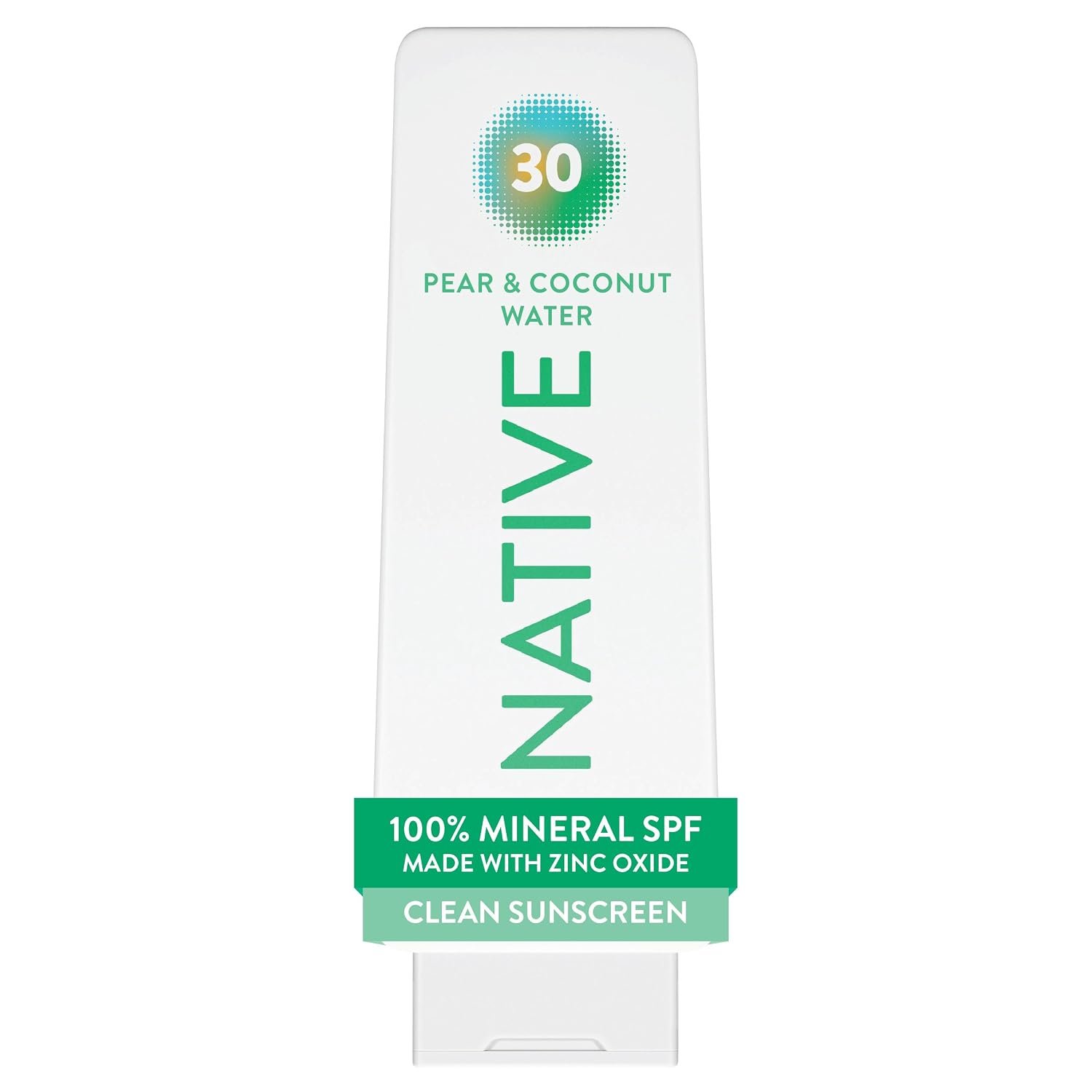 Native Mineral Sunscreen Lotion SPF 30, Pear & Coconut Water Scent, with 100% Mineral Zinc Oxide for Face & Body, Hawaii Compliant, Vegan, No White Cast – 7 oz