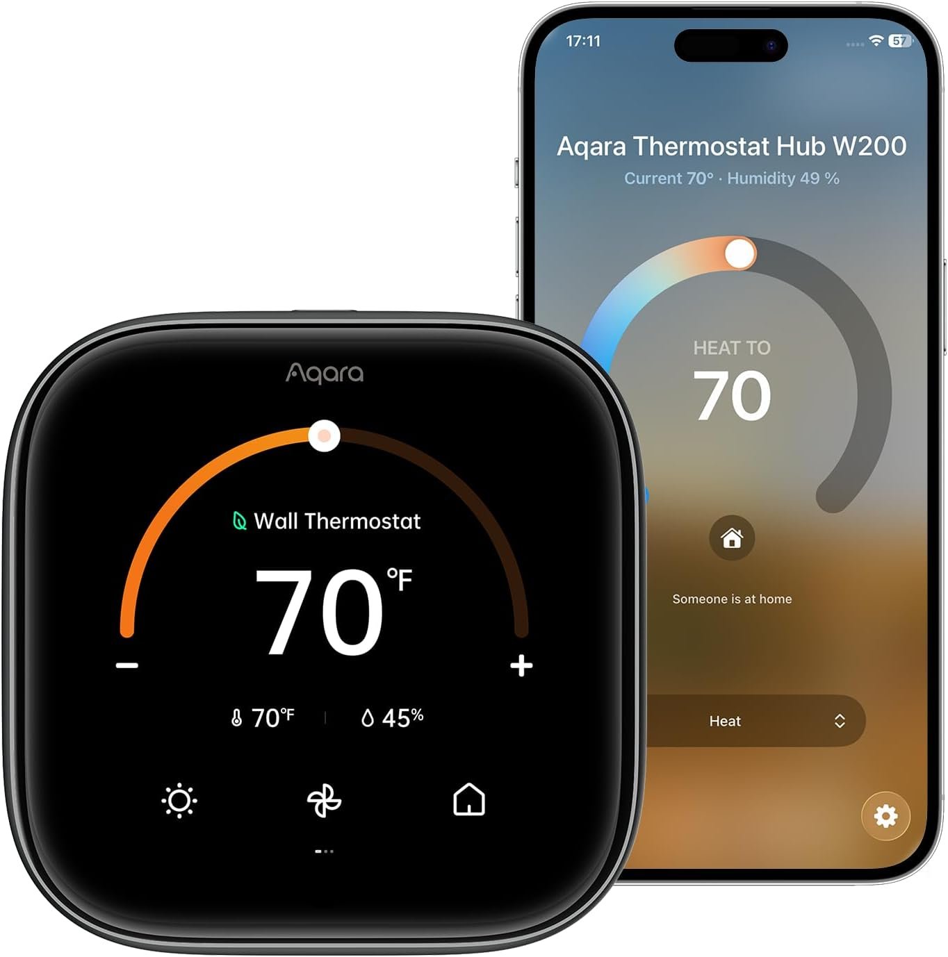 Aqara Smart Thermostat W200 with Apple Adaptive Temperature | 4″ Touchscreen, Matter Controller, Built-in Radar Sensor, Works with Apple Home, Siri, Google Assistant, Alexa