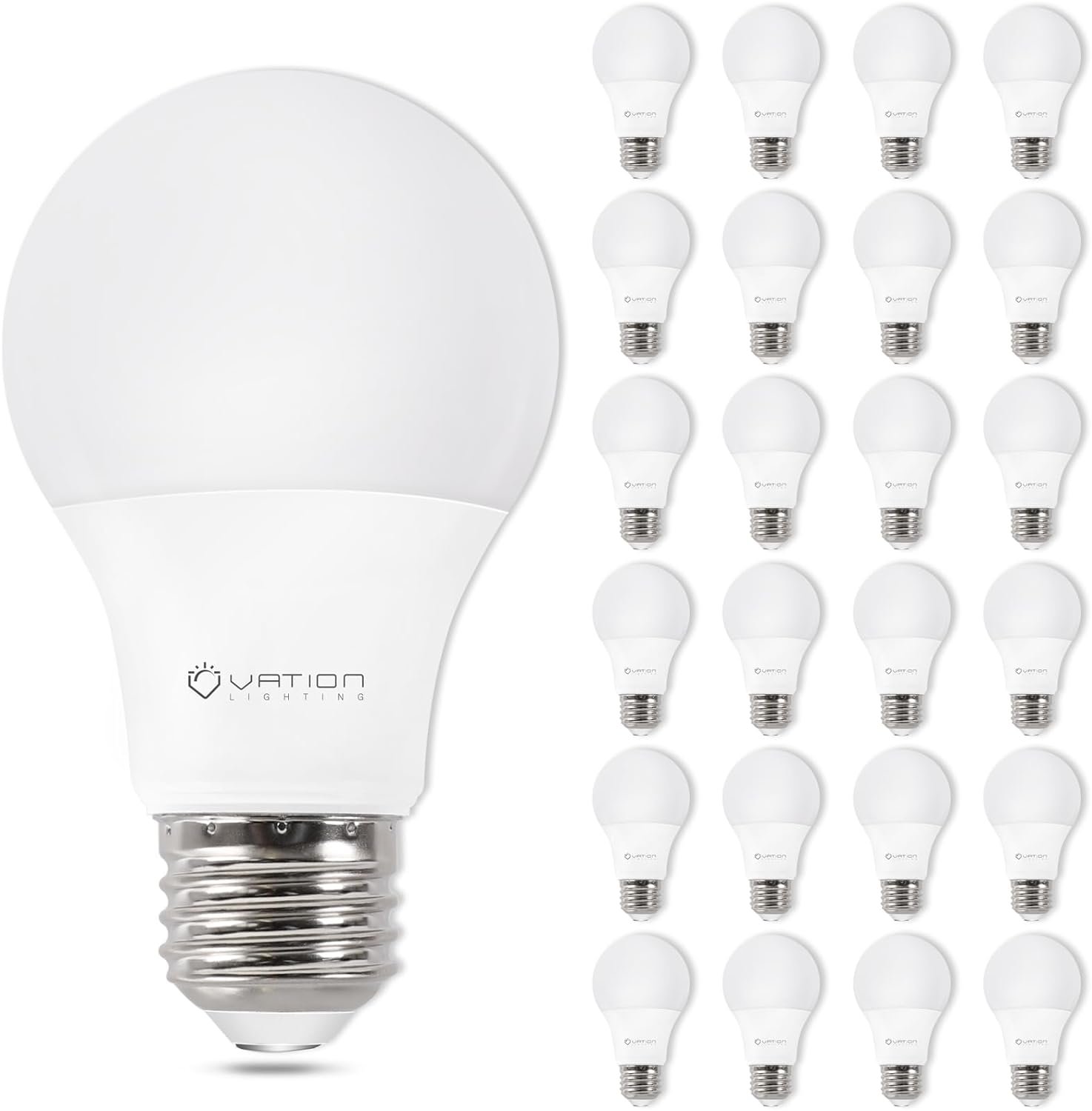 VATION LIGHTING 24 Pack A19 LED Light Bulb Daylight 5000K LED Bulbs, 60 Watt Equivalent, Efficient 8.5 Watt, 800 Lumens, E26 Medium Base, Non-Dimmable, ETL/UL Listed