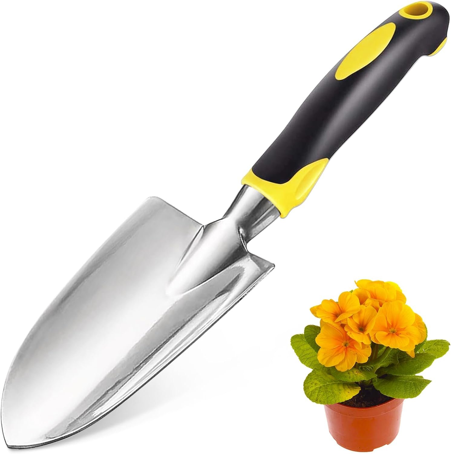 Garden Shovel Tool, Stainless Steel Heavy Duty Garden Trowel for Weeding | Soft Rubberized Non-Slip Ergonomic Handle, For Digging, Planting, Transplanting, Weeding, Gardening Gift Woman Man