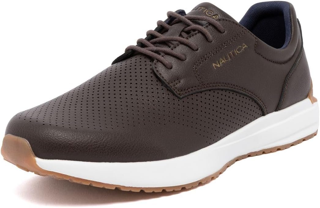 Nautica Men’s Lace Up Dress Shoes – Casual Sporty Sneakers with Vegan Leather Upper and Cushioned Sole – Atwood