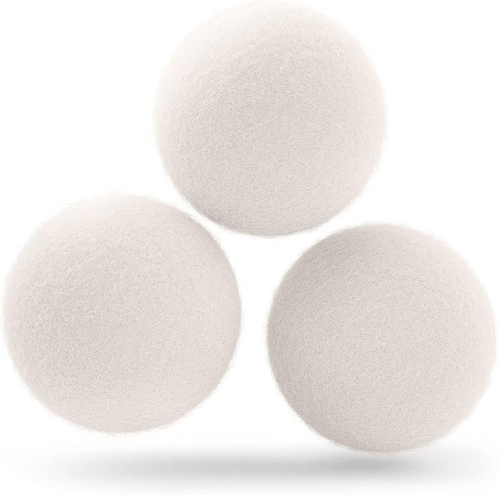 Cosy House Collection Wool Dryer Balls Premium Natural Fabric Softener | Eco-Friendly, Saves on Time and Energy – Soften Clothes Naturally – Reusable for Up to 3 Years – White (Pack of 3)