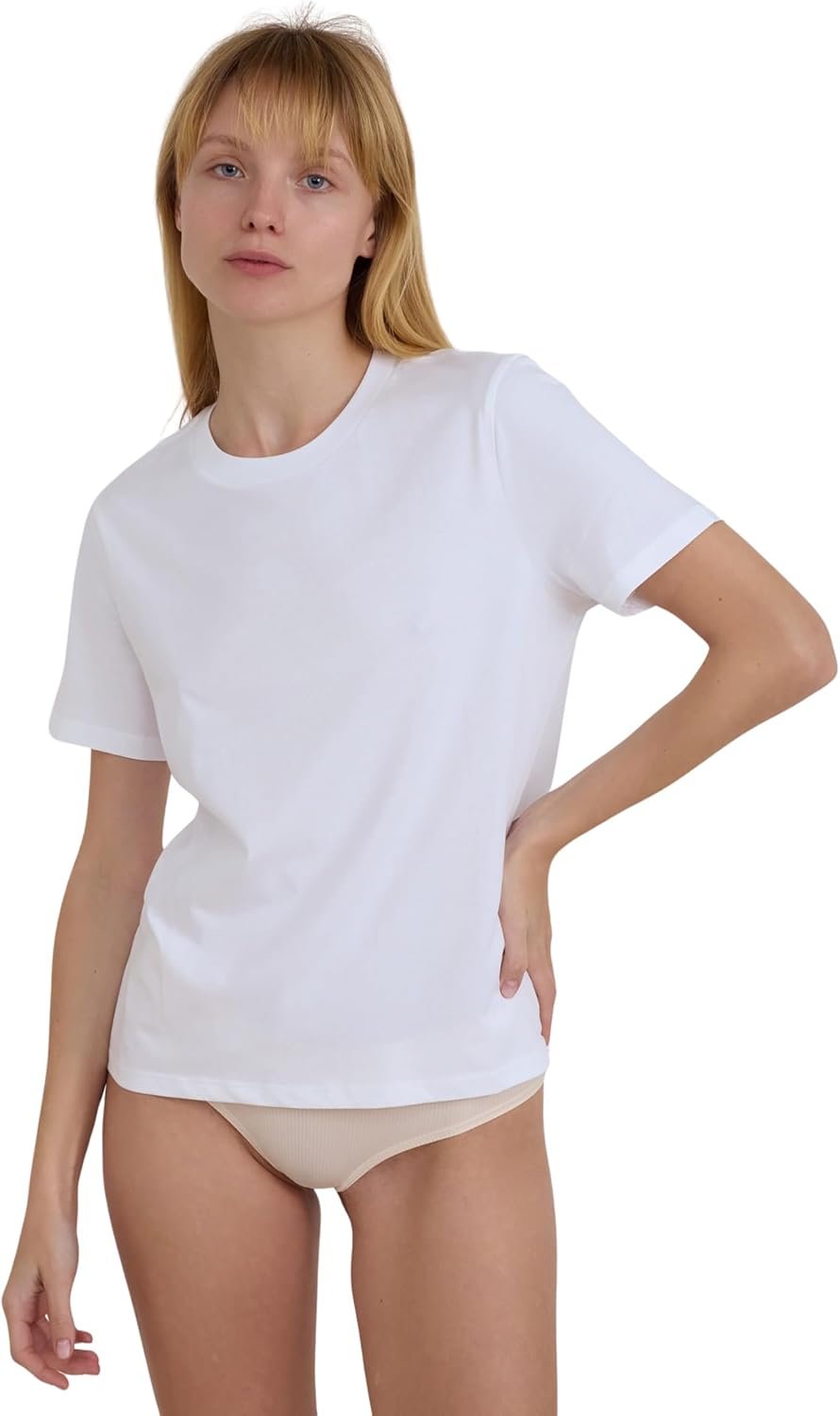Organic Basics Women’s True Regular Cotton Crew Neck Short-Sleeve Tee Shirt