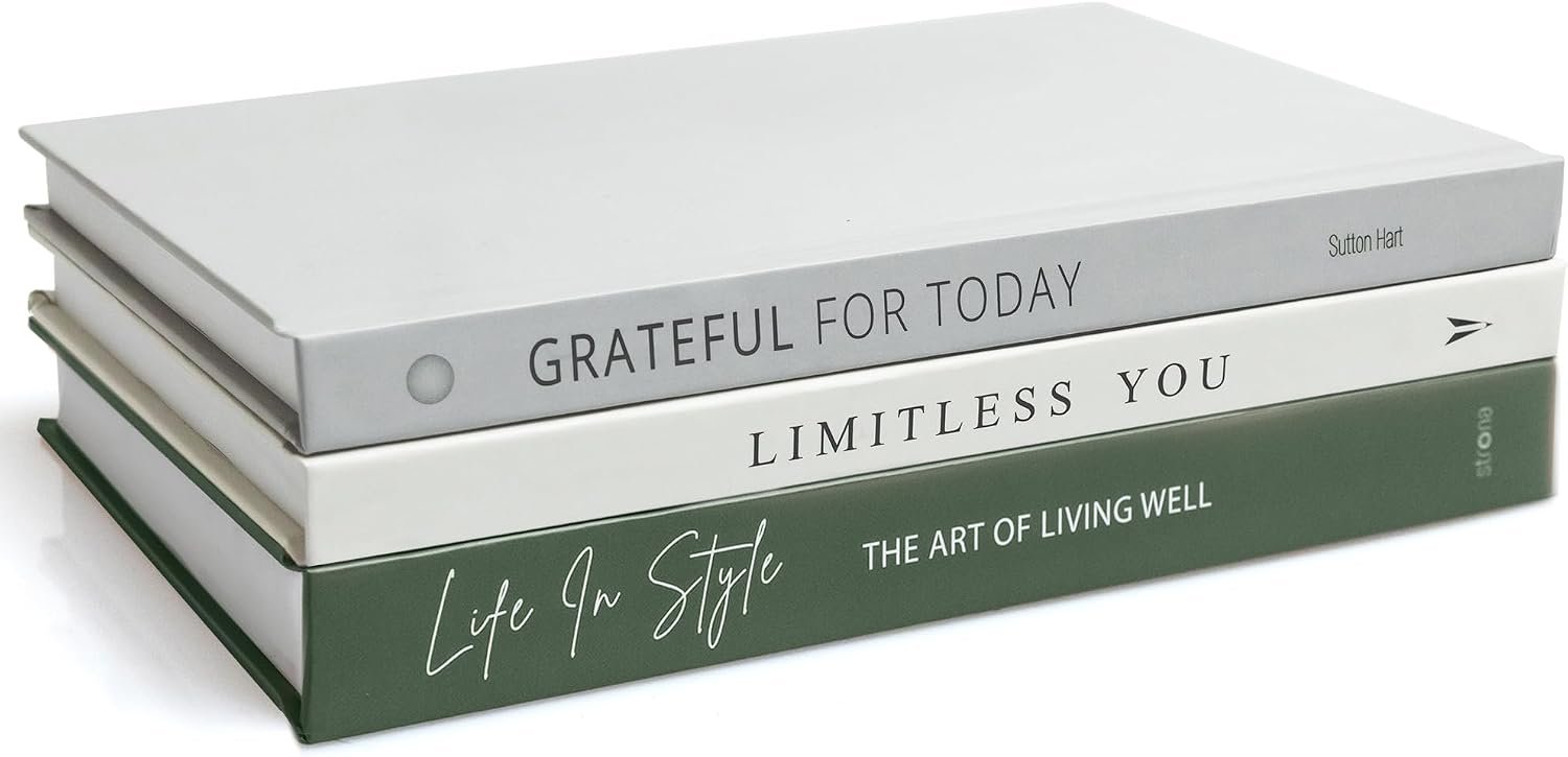 STRONA Olive Green Decorative Books for Home Decor – Faux Books for Living Room Decoration, Green Decor Books for Coffee Table or Shelves