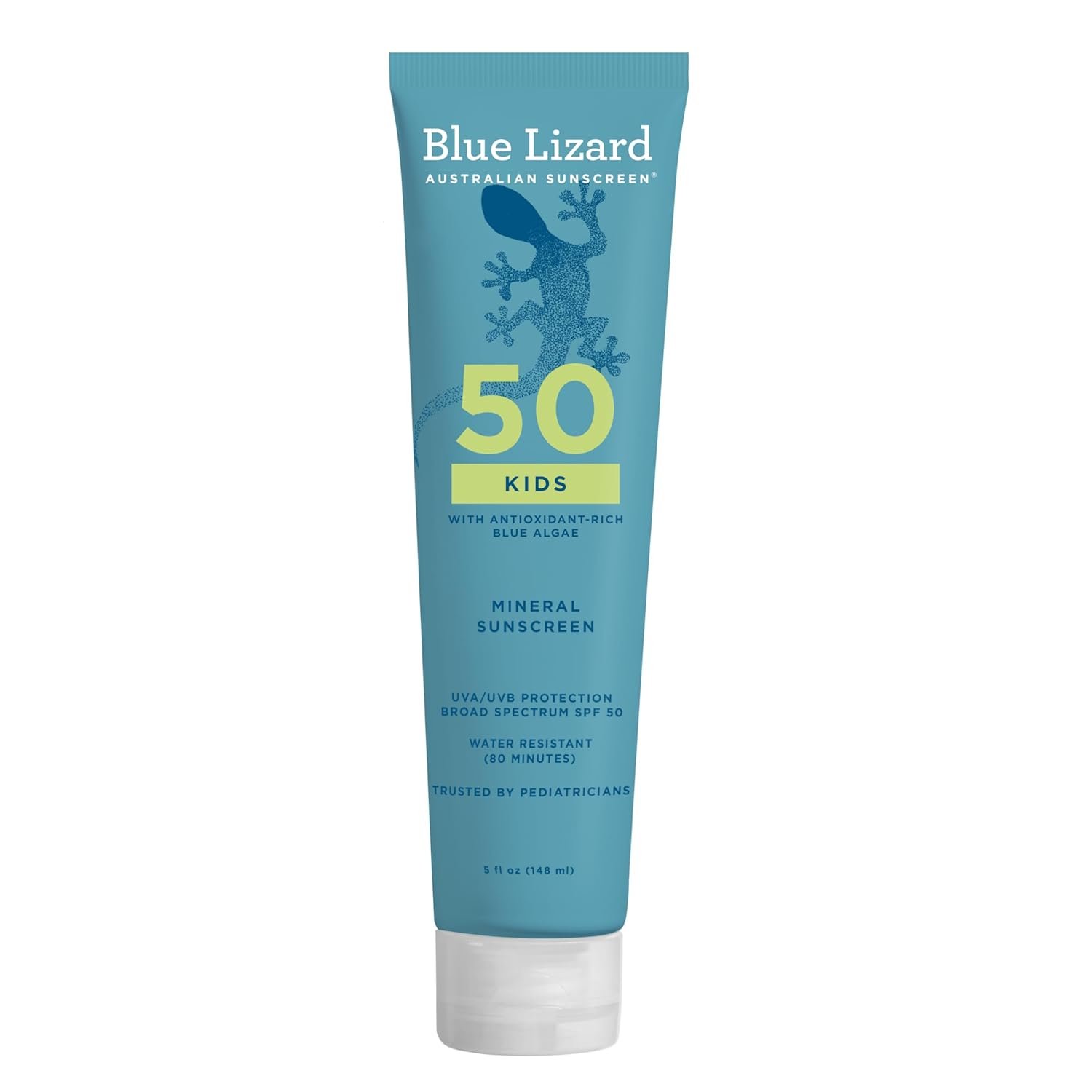 Blue Lizard Kids Mineral SPF 50 Sunscreen Lotion, 100% Mineral, Children’s Sunscreen, Water-Resistant Formula, Paraben-Free, Fragrance-Free, 5 fl oz | 100% Mineral Actives, Broad Spectrum UVA/UVB Protection, Water-Resistant, Fragrance-Free, Vegan, Whole Body Coverage, For Kid