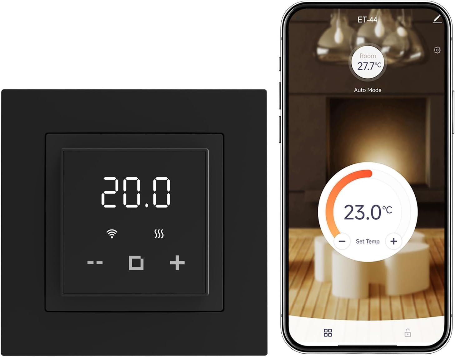 HEATIT WiFi Programmable Thermostat for Electric Floor Heating, Touchscreen | Smart WiFi programmable, 120-240V wide voltage range, dual sensing, radiant floor heating, black