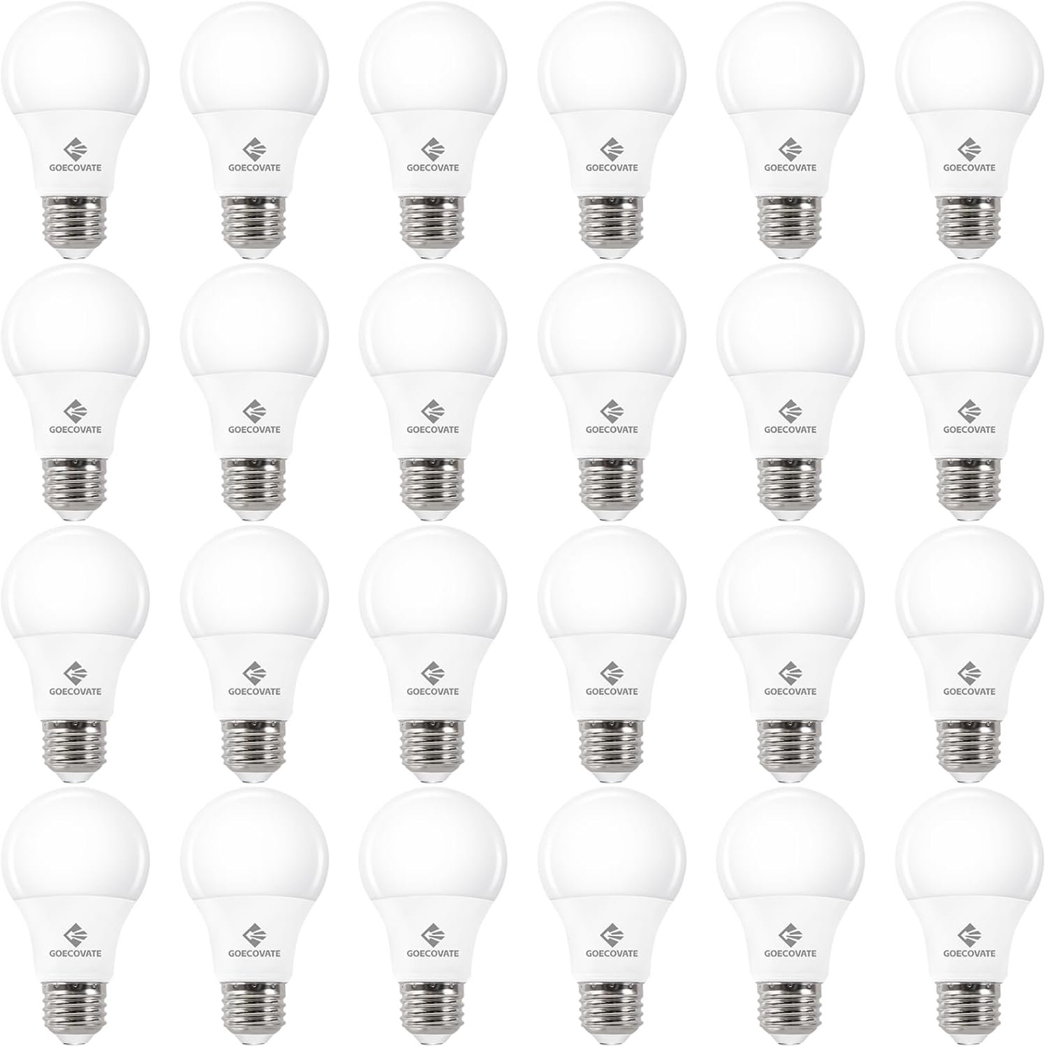 24 Pack A19 Light Bulbs Daylight 5000K 60 Watt Equivalent Led Light Bulb | GOECOVATE 8W Non-Dimmable Light Bulb A19 Standard Bulbs E26 Base 800 LM Efficient Light Bulb for Living Room ETL/UL Listed