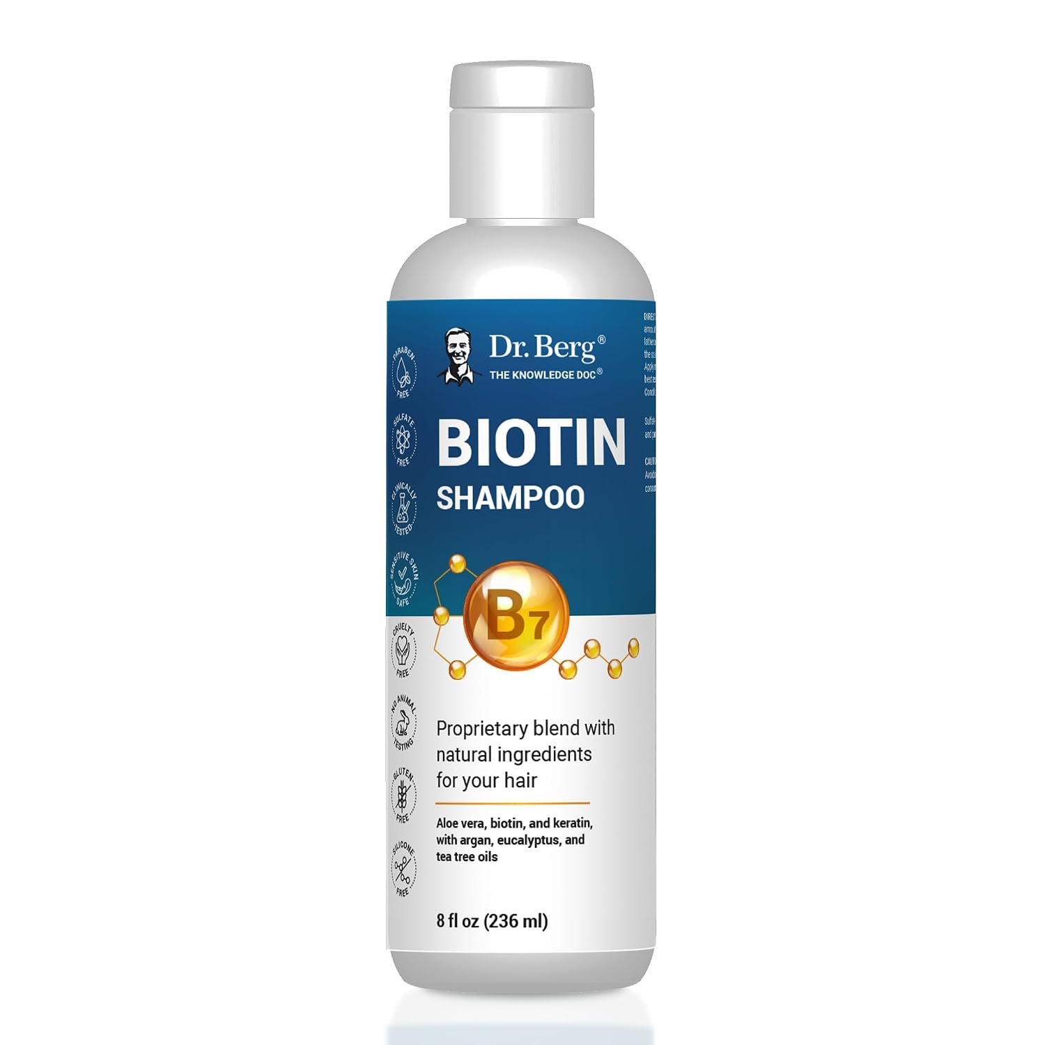 Dr. Berg Biotin Shampoo for Men & Women (Improved High-Performance Formula) – Independently Tested & Certified Paraben- Sulfate- & Silicone-Free – Infused w/Biotin, Argan Oil & Botanicals – 8 Fl oz