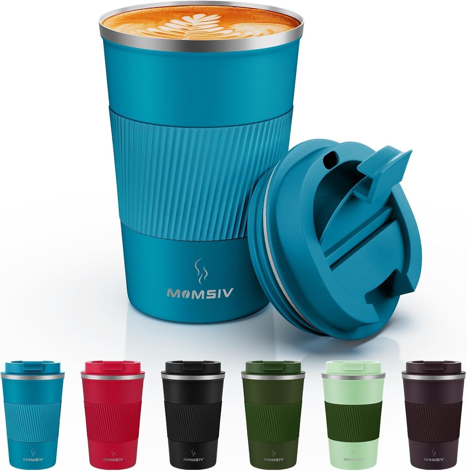 MOMSIV 12oz Travel Coffee Mug, Insulated Coffee Cup with Leak Proof Lid | 6-Hour Heat Retention, 360°Leak proof, Vacuum Stainless Steel Double Walled, BPA-free, Reusable And To Go Coffee Mug