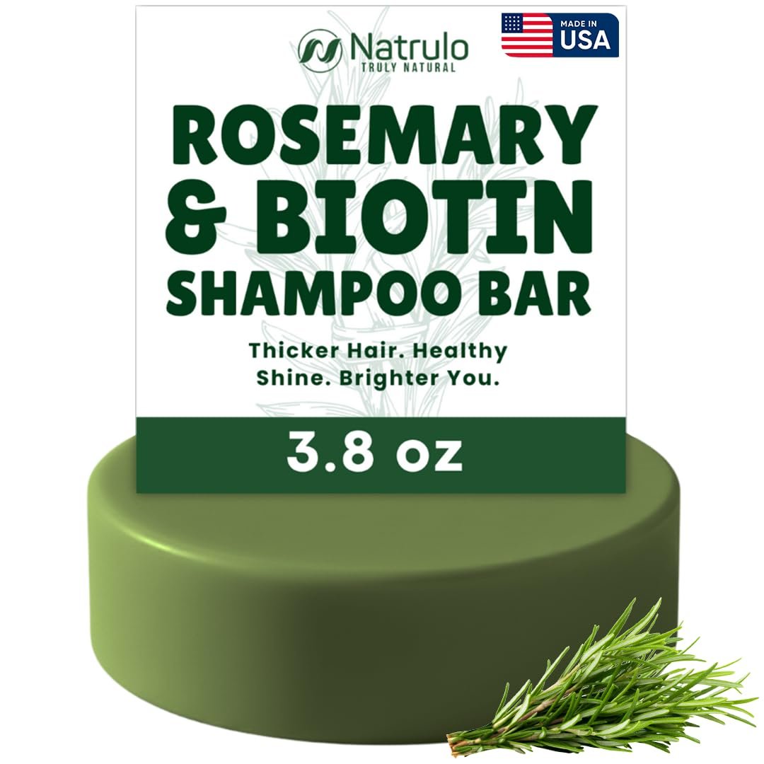 Rosemary Biotin Shampoo Bar – Hair Growth & Hair Thickening Shampoo for Women & Men – Solid Shampoo Bar for Thinning Hair, Deep Cleansing Scalp Care – Natural, Zero Plastic, Made in USA